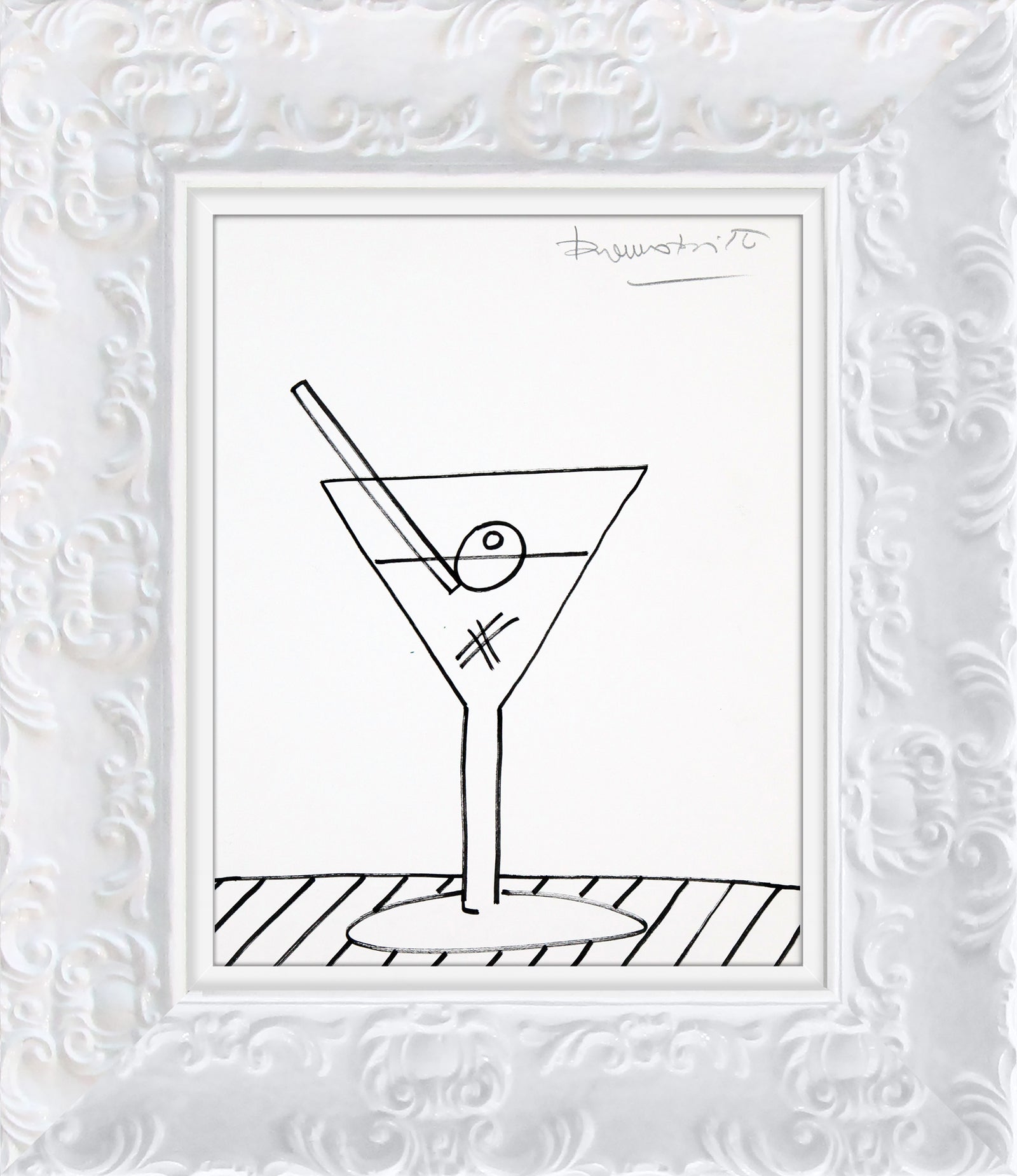 Romero Britto martini original drawing colorful pop art design