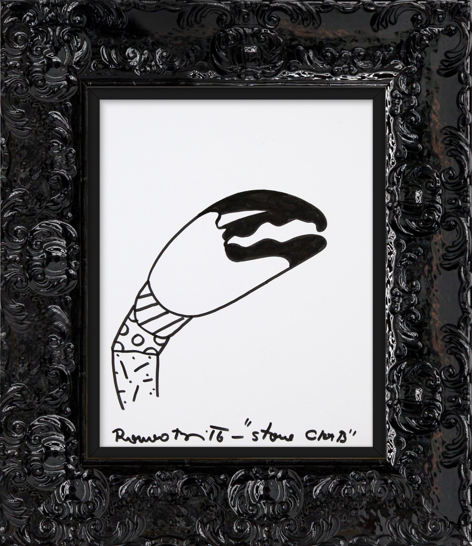 Romero Britto stone crab original drawing contemporary pop art piece