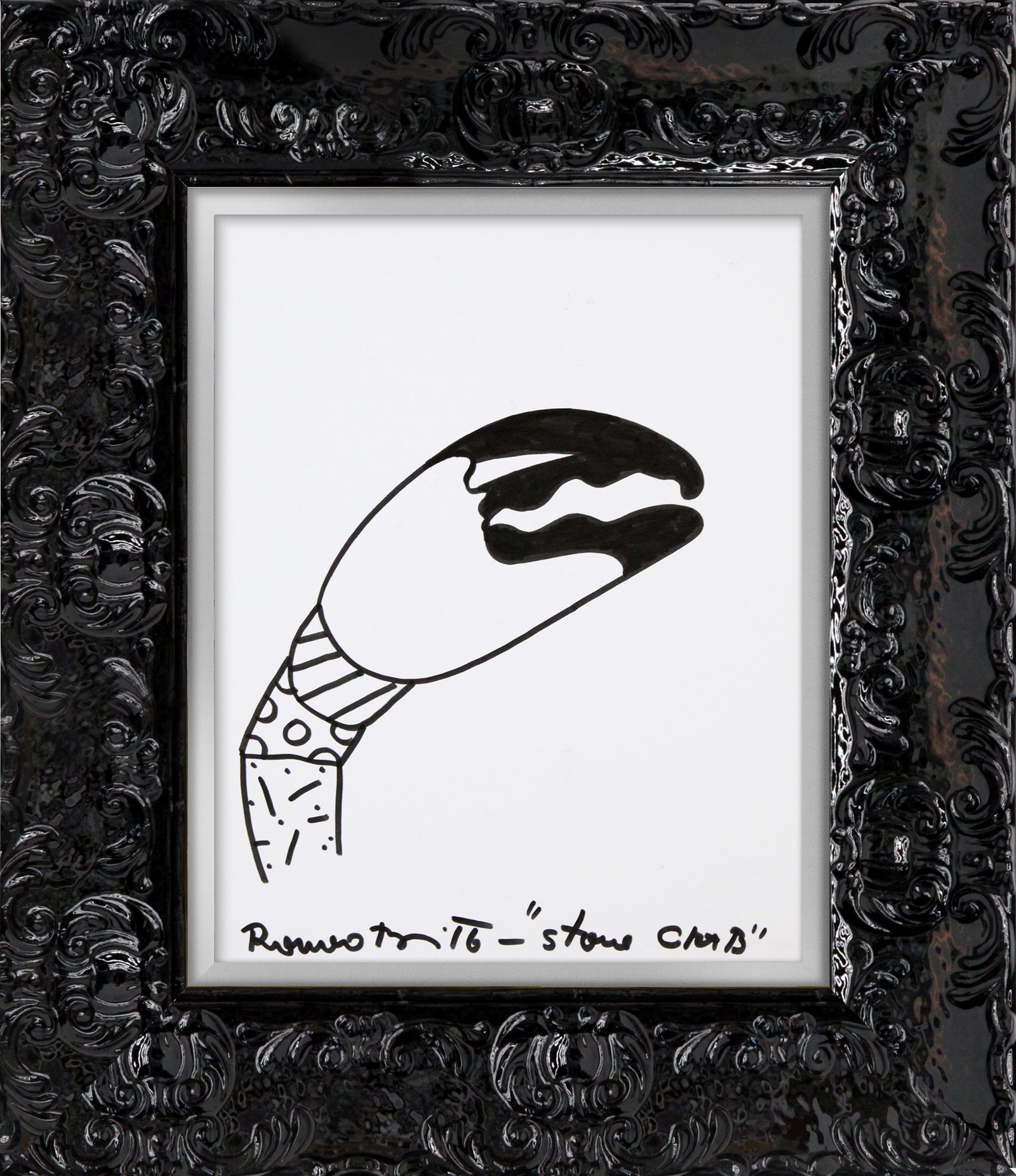 Romero Britto stone crab original drawing colorful pop art design