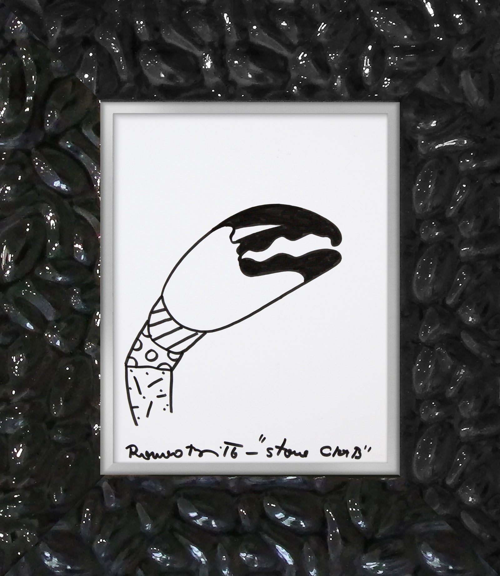 modern pop art stone crab original drawing vibrant home decor