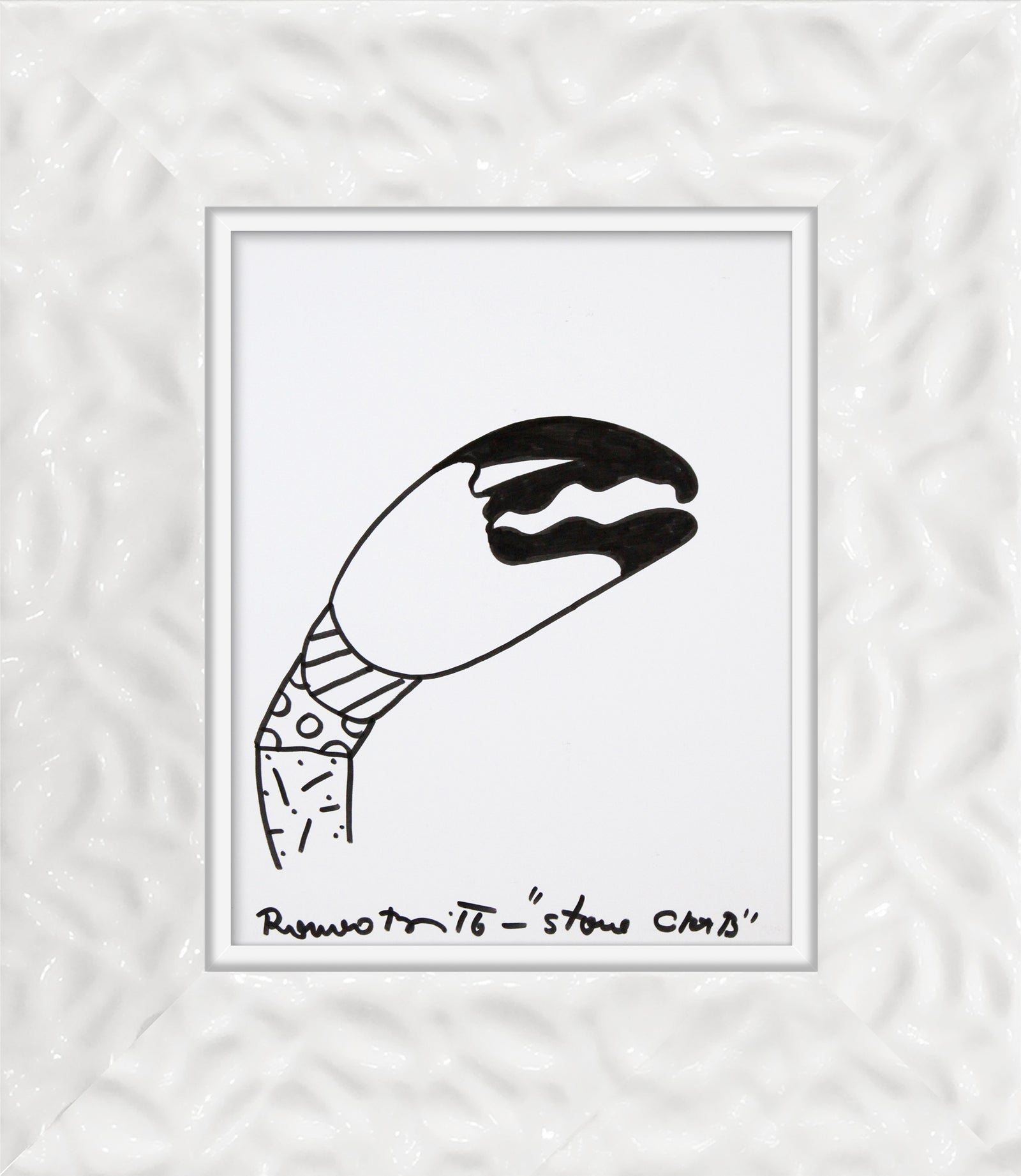 Romero Britto stone crab original drawing colorful pop art design