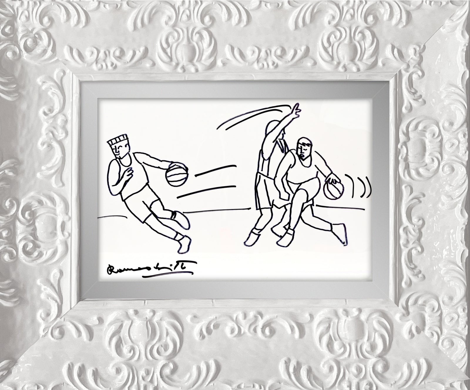 Romero Britto hops original drawing contemporary pop art piece
