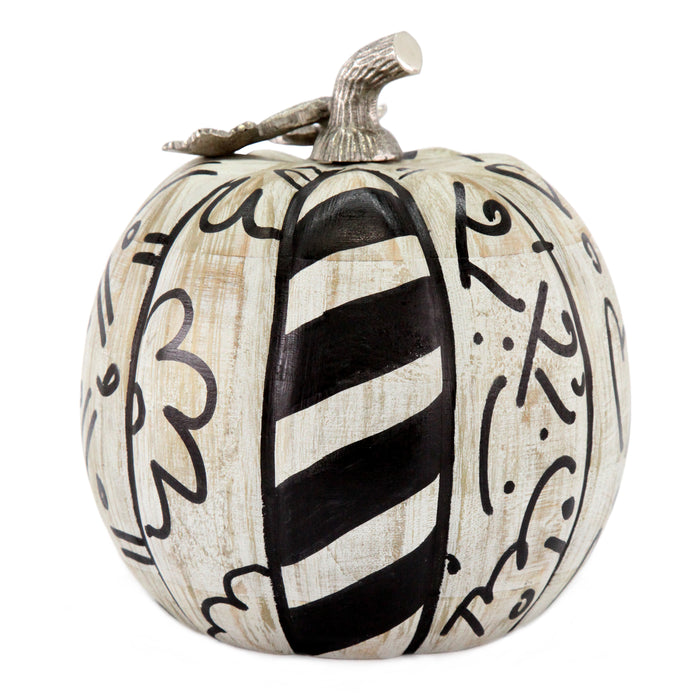WHITE PUMPKIN - Hand Painted Original Sculpture