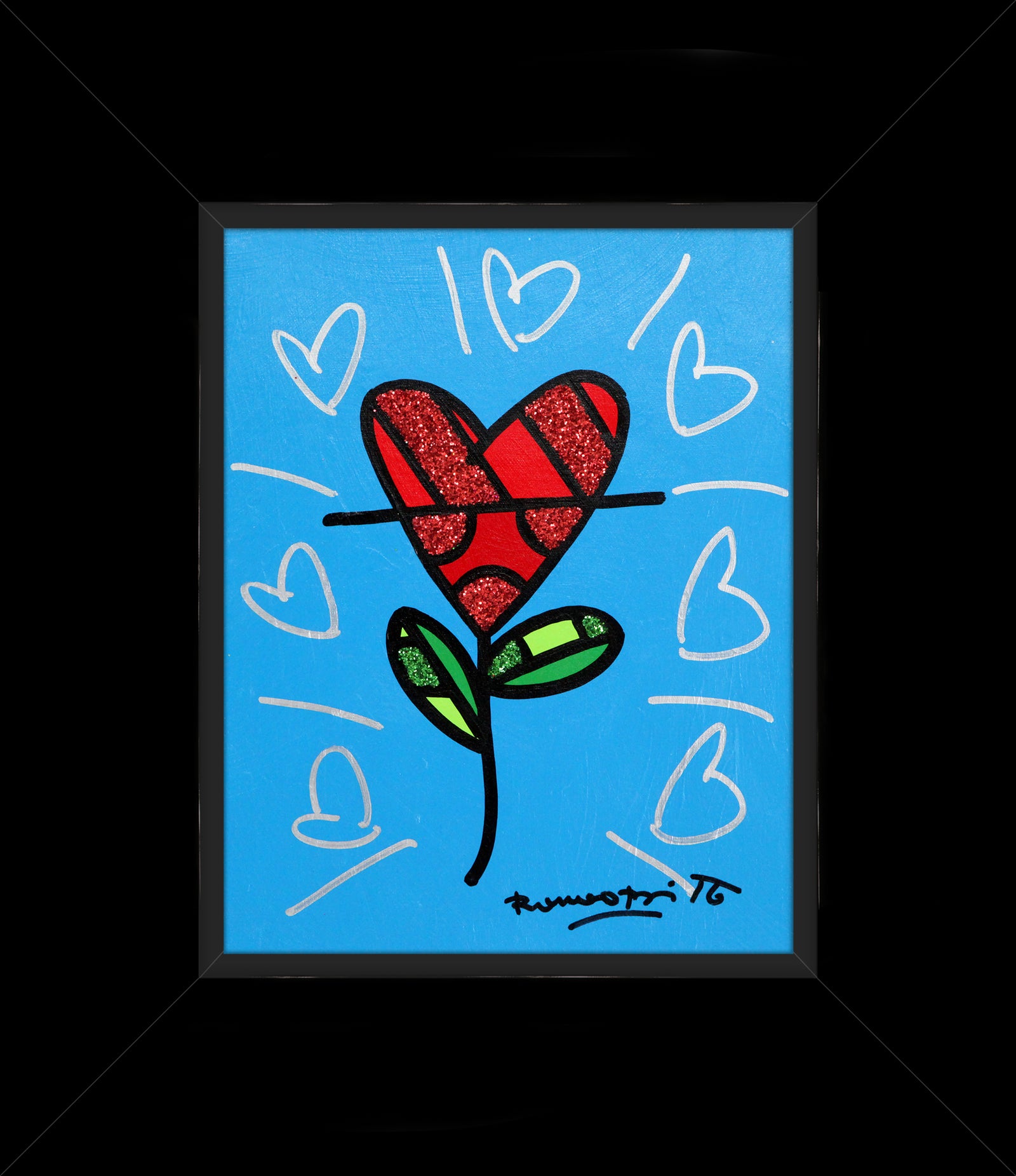 CYAN HEART FLOWER - Original Painting