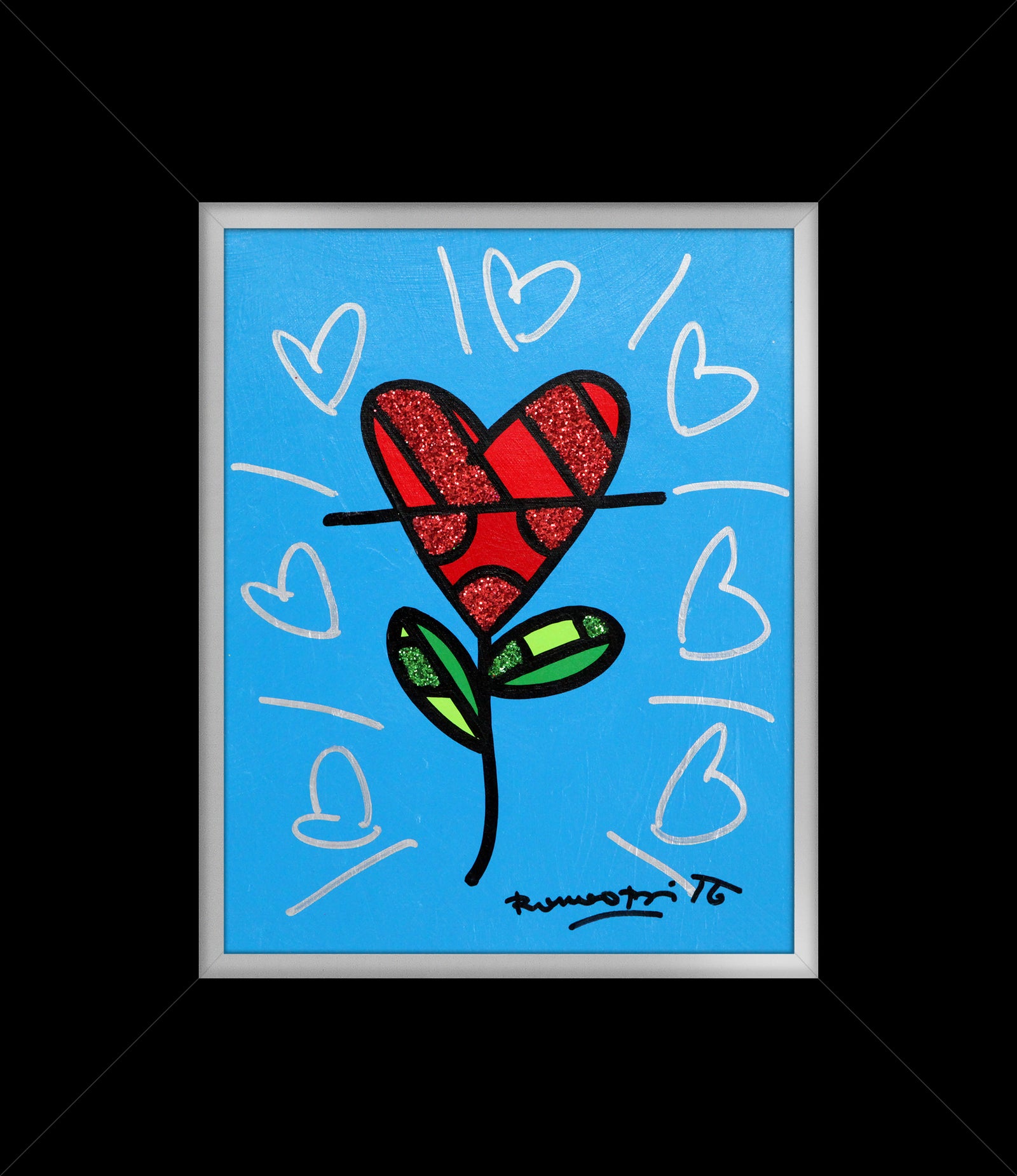 CYAN HEART FLOWER - Original Painting