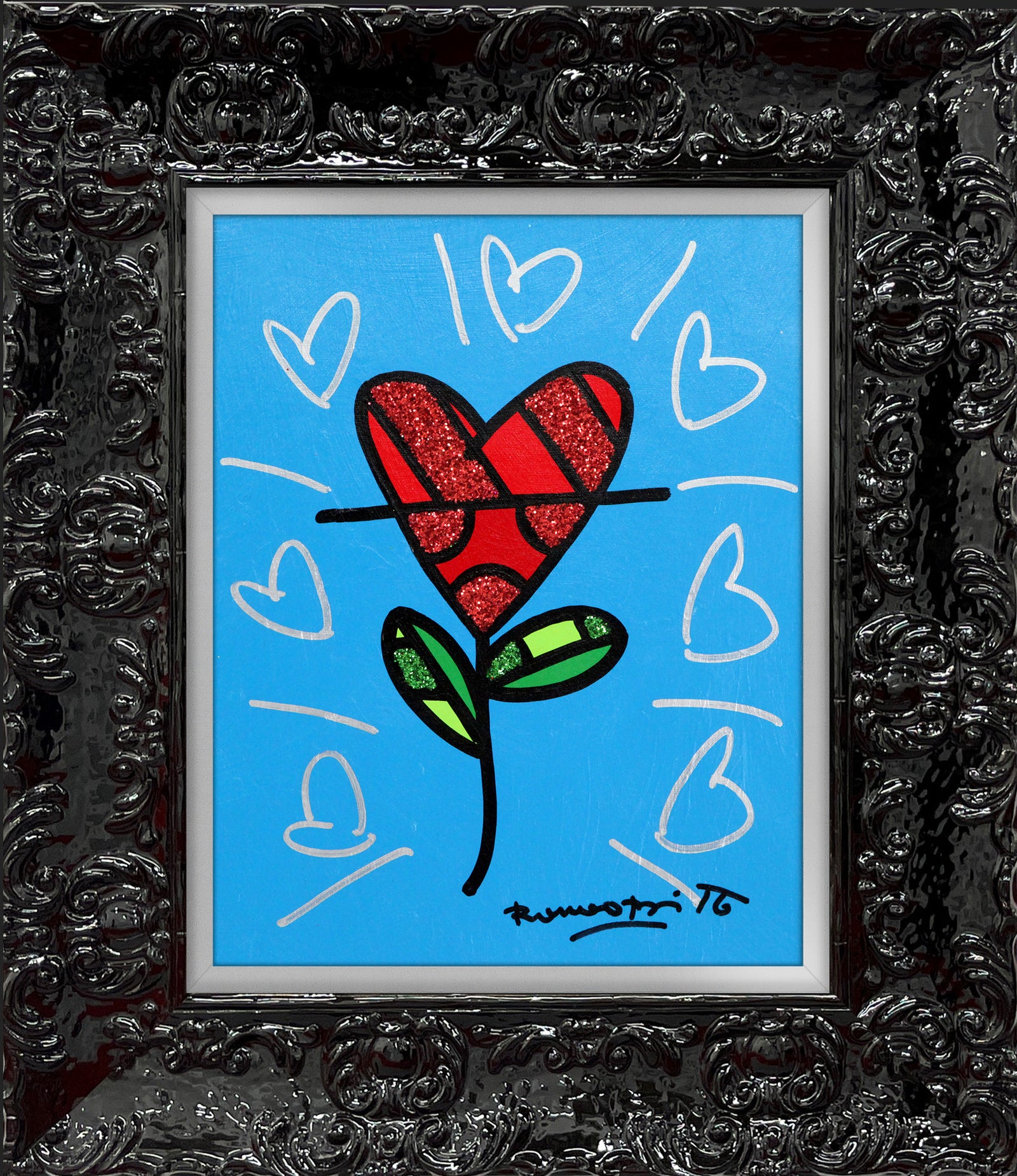 CYAN HEART FLOWER - Original Painting