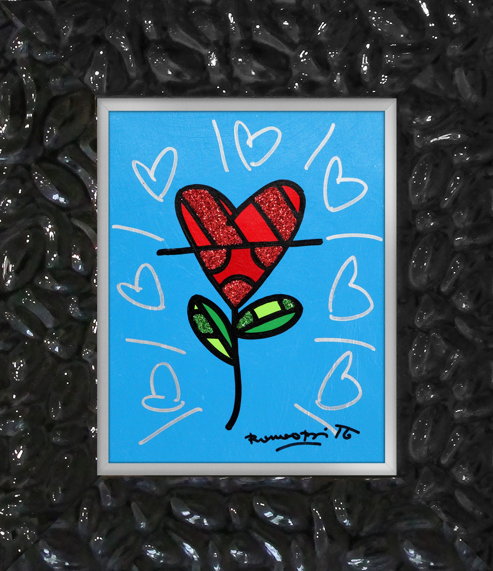 CYAN HEART FLOWER - Original Painting