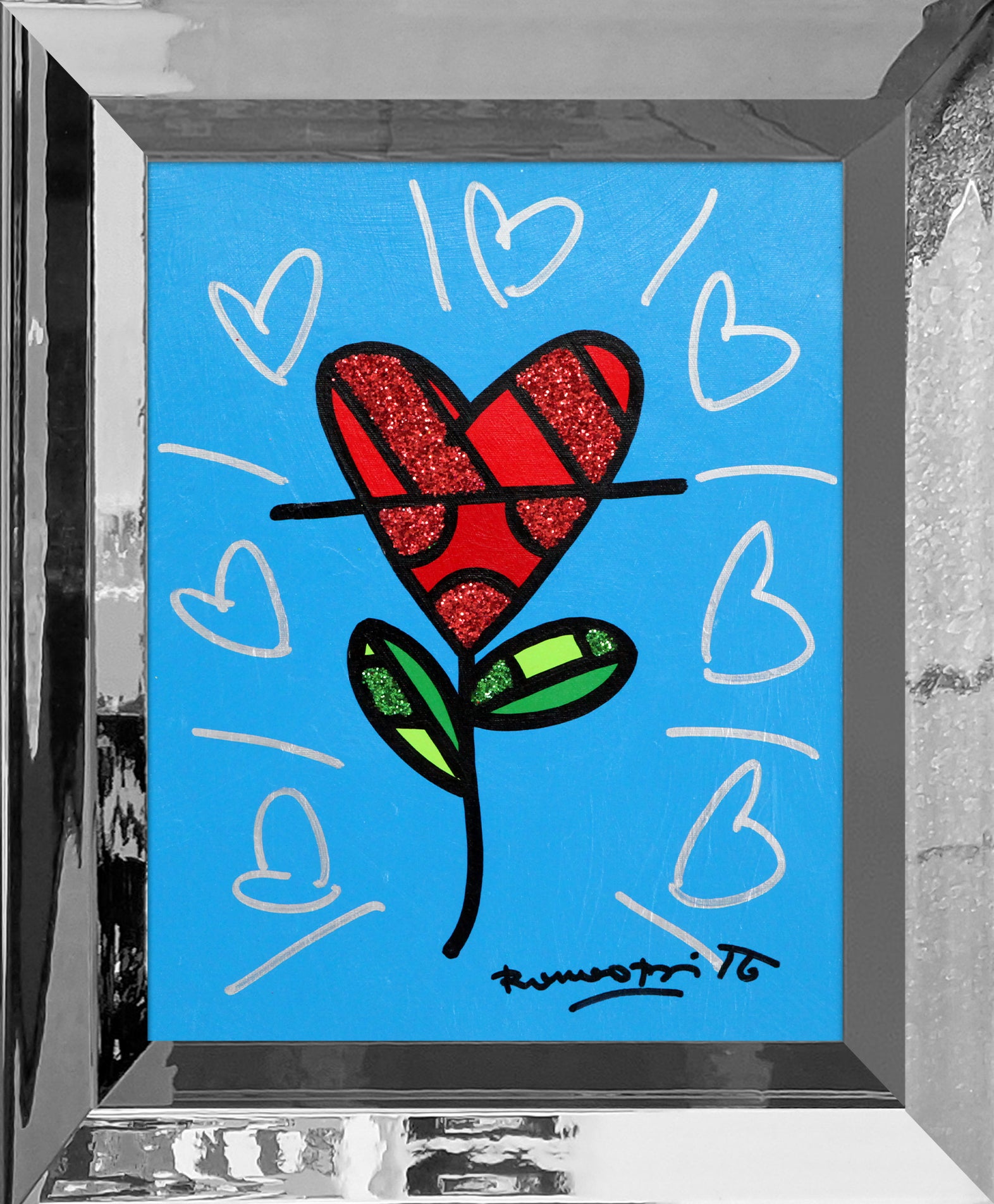 CYAN HEART FLOWER - Original Painting