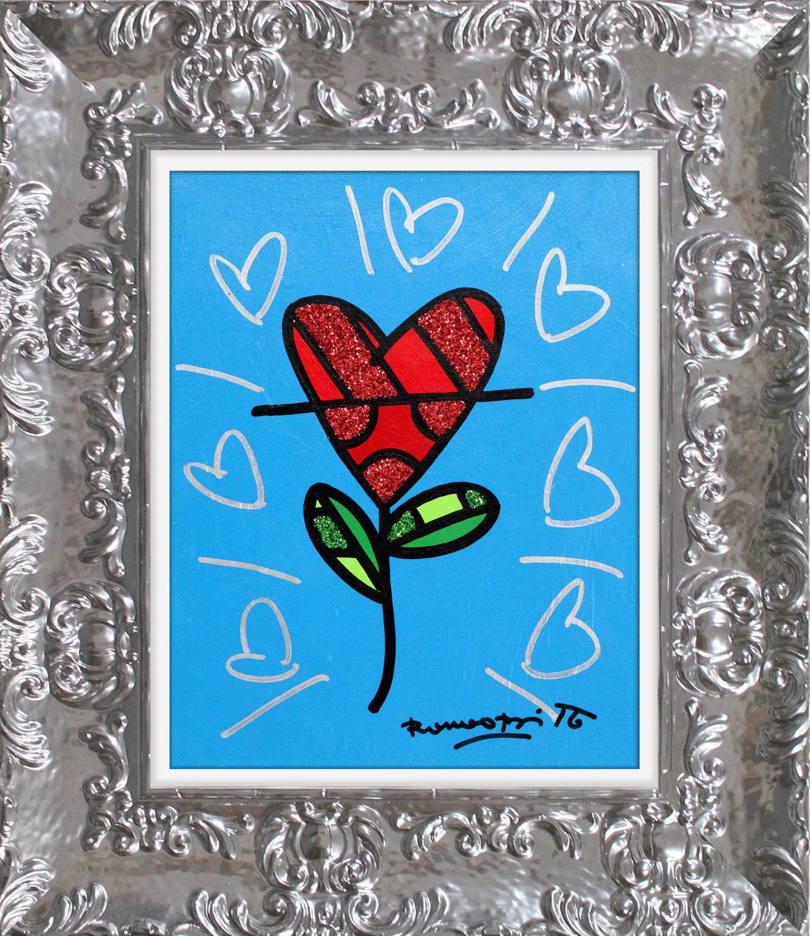 CYAN HEART FLOWER - Original Painting