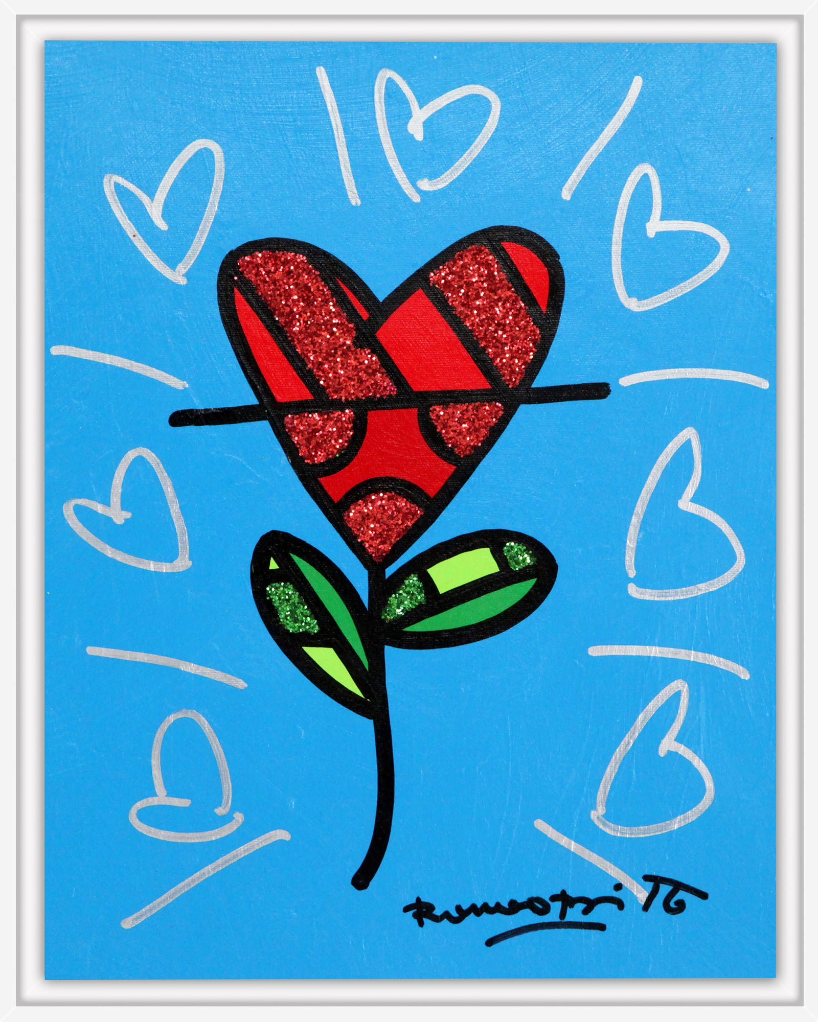 CYAN HEART FLOWER - Original Painting