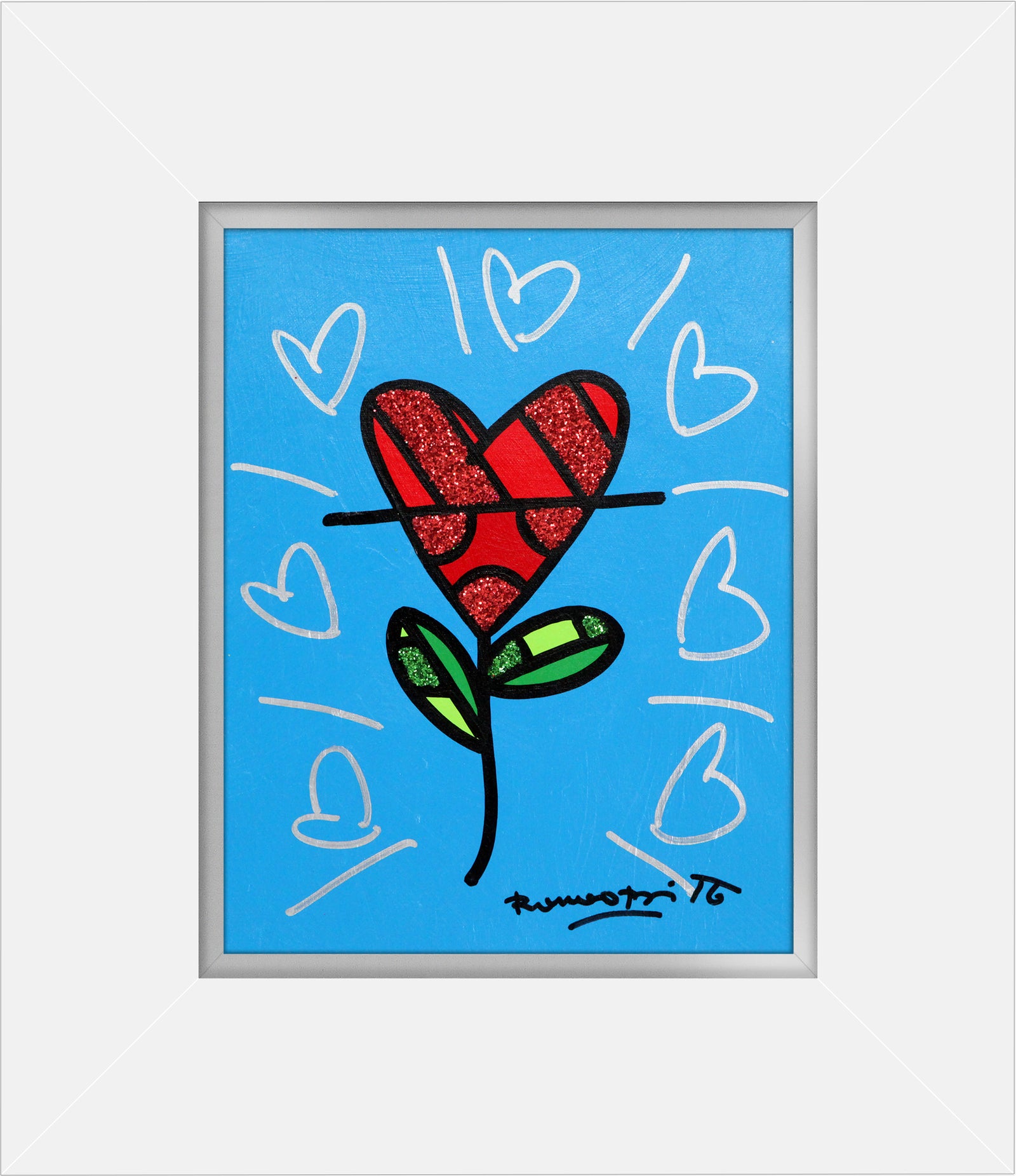 CYAN HEART FLOWER - Original Painting