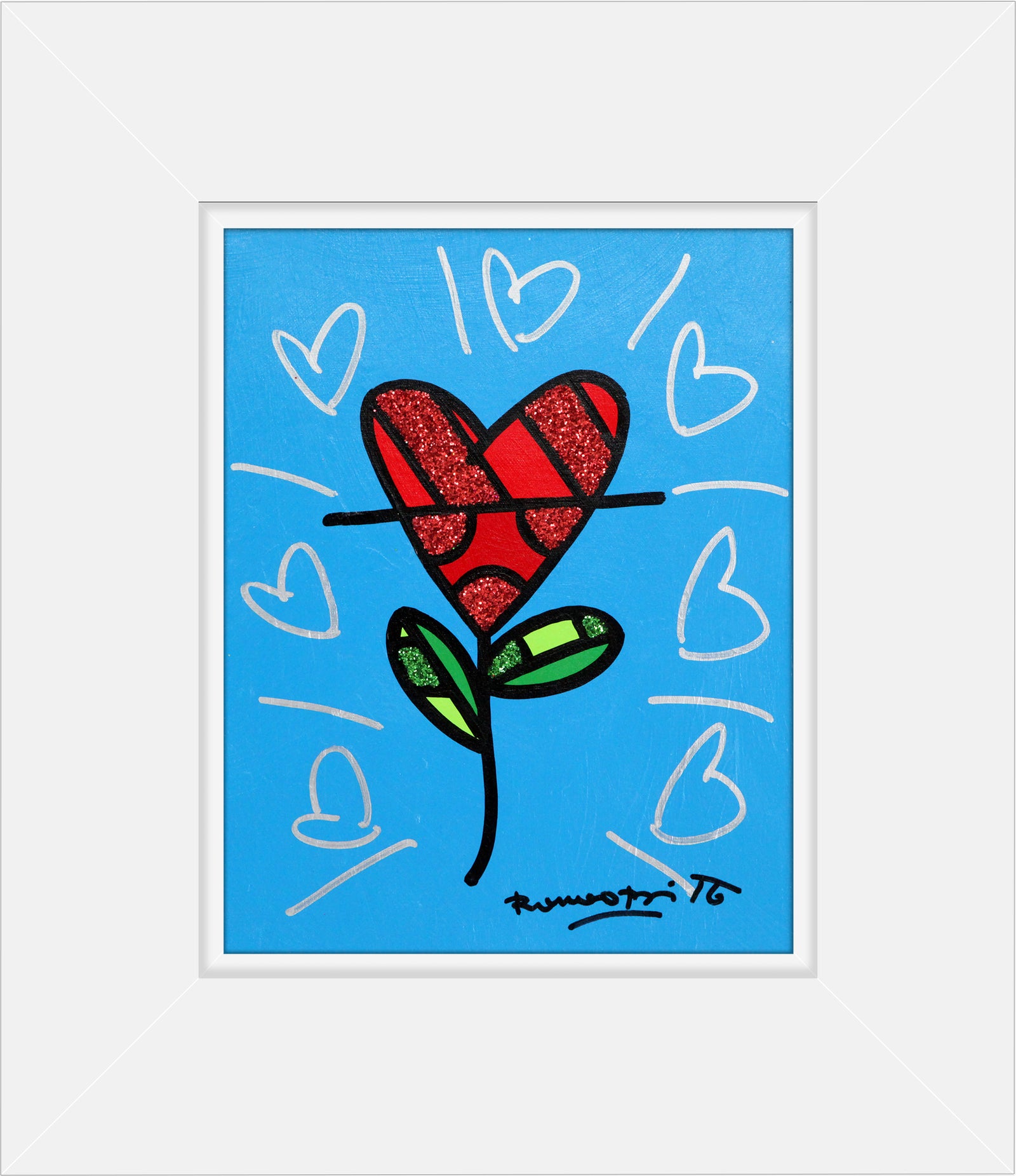 CYAN HEART FLOWER - Original Painting