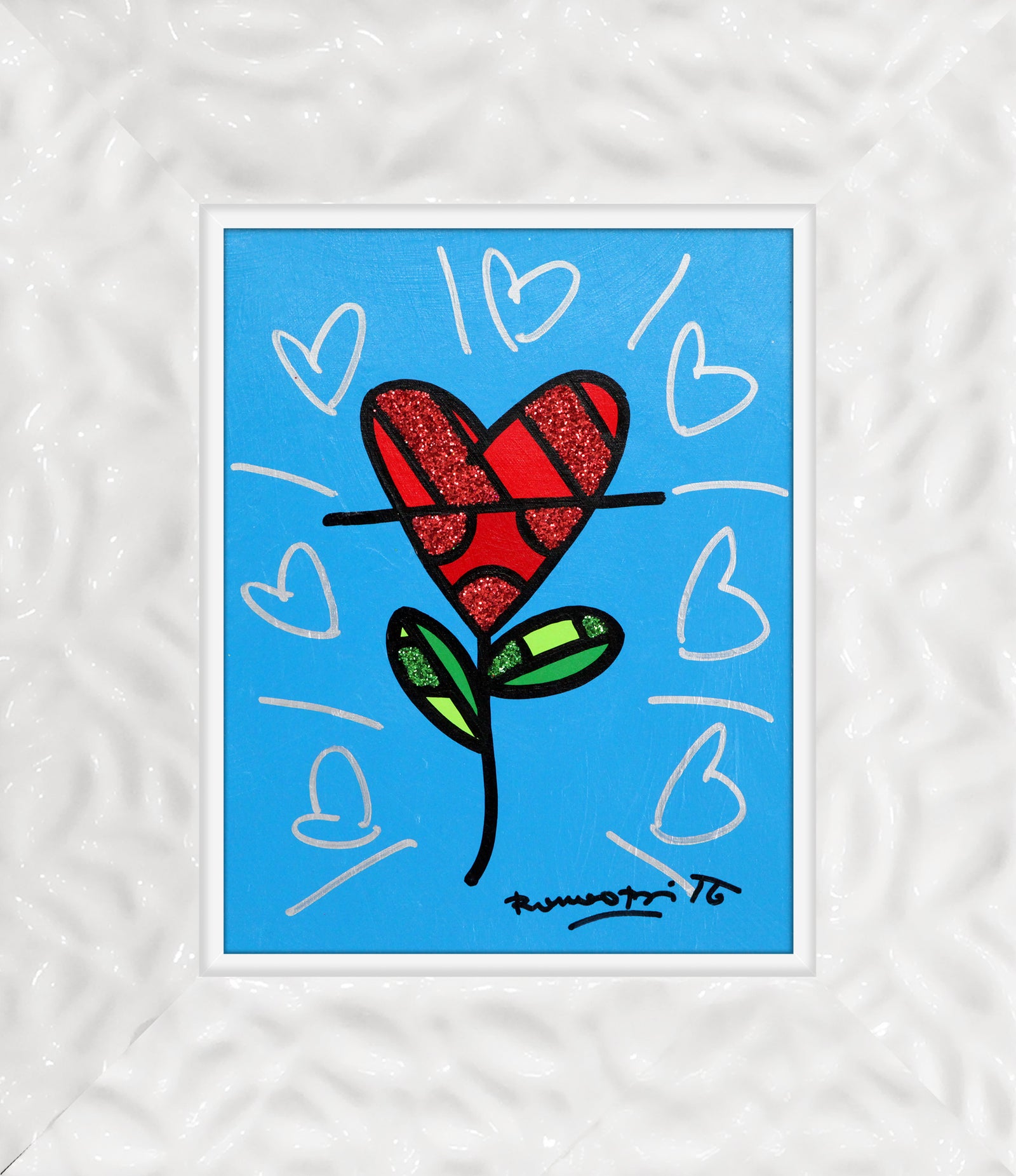 CYAN HEART FLOWER - Original Painting