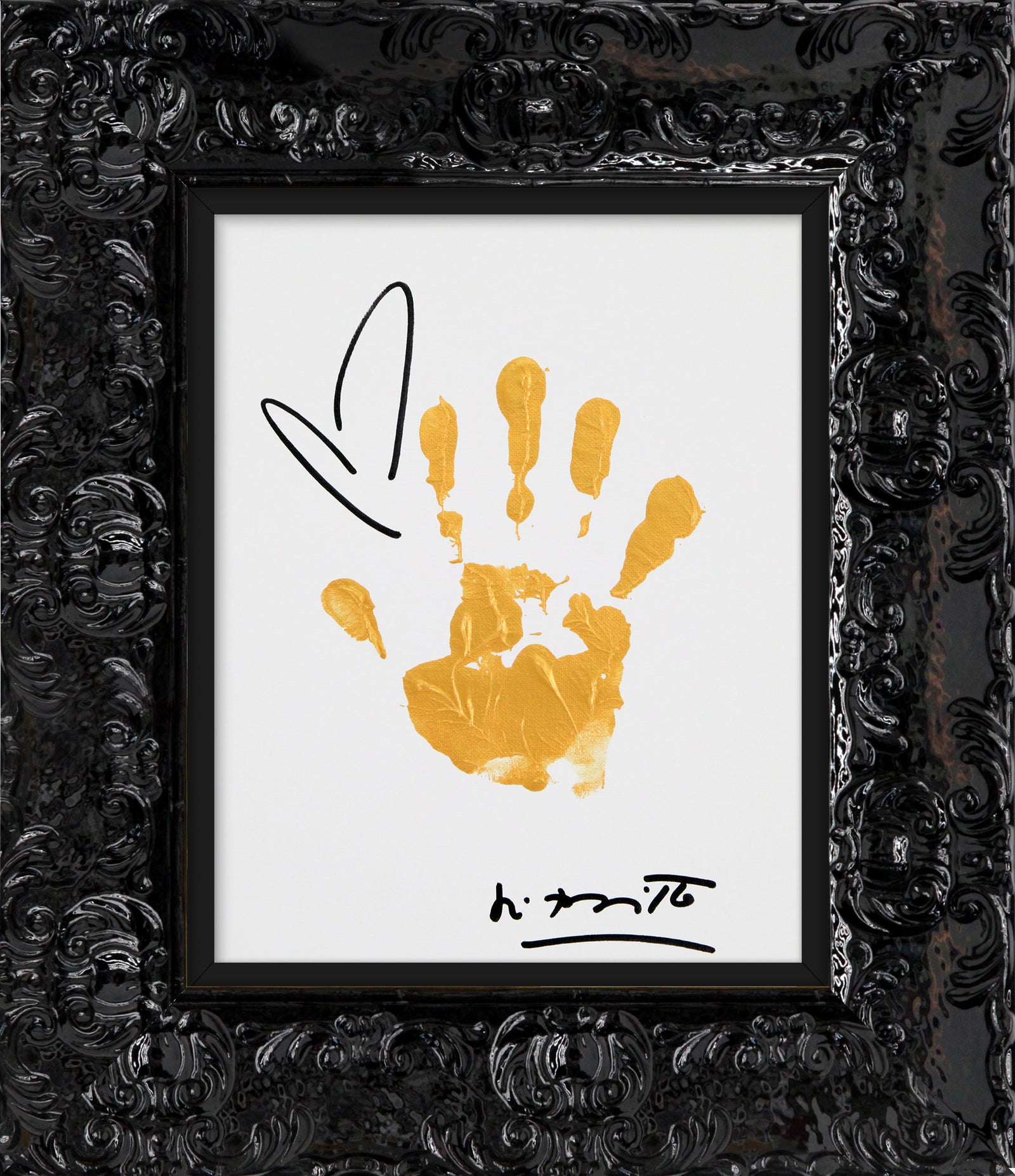 Romero Britto hands up original painting contemporary pop art piece