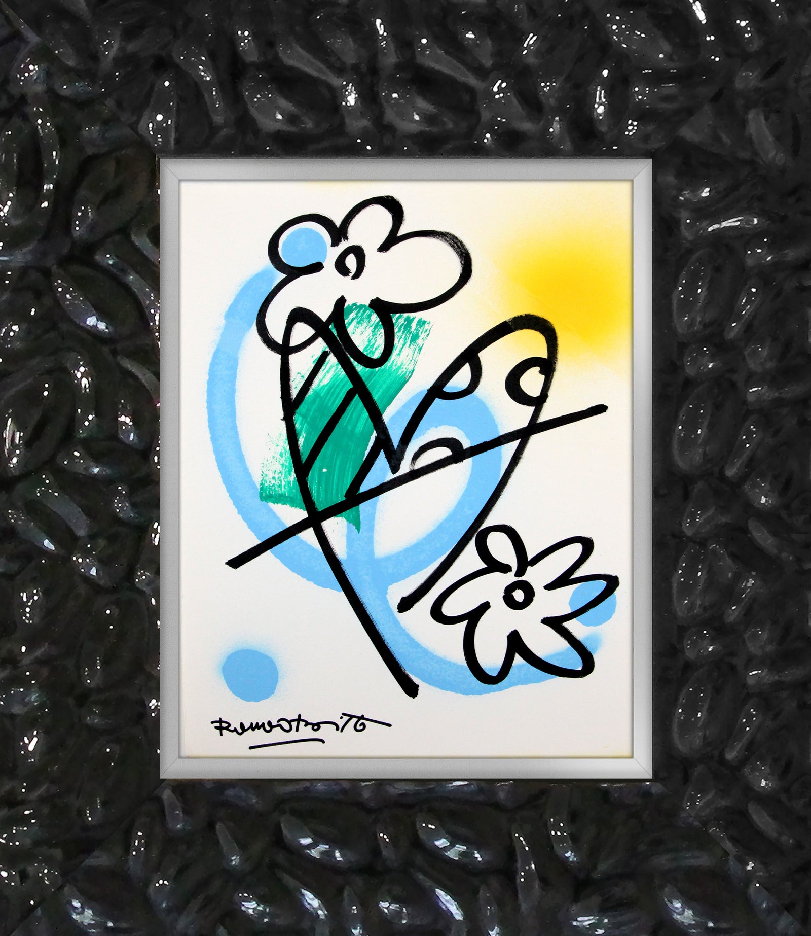 Romero Britto evolution original drawing colorful pop art design