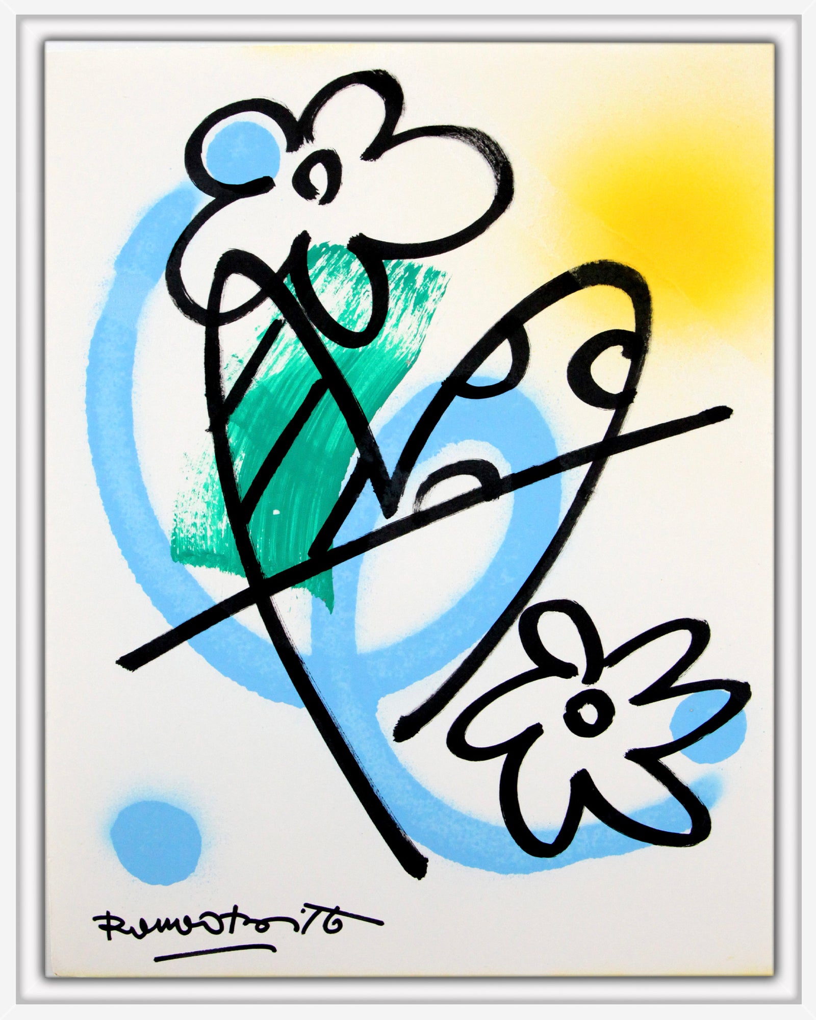 Romero Britto evolution original drawing colorful pop art design
