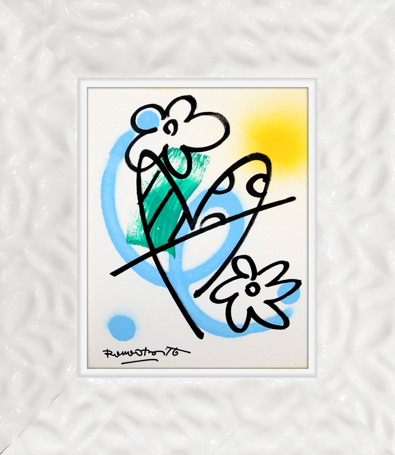 Romero Britto evolution original drawing colorful pop art design