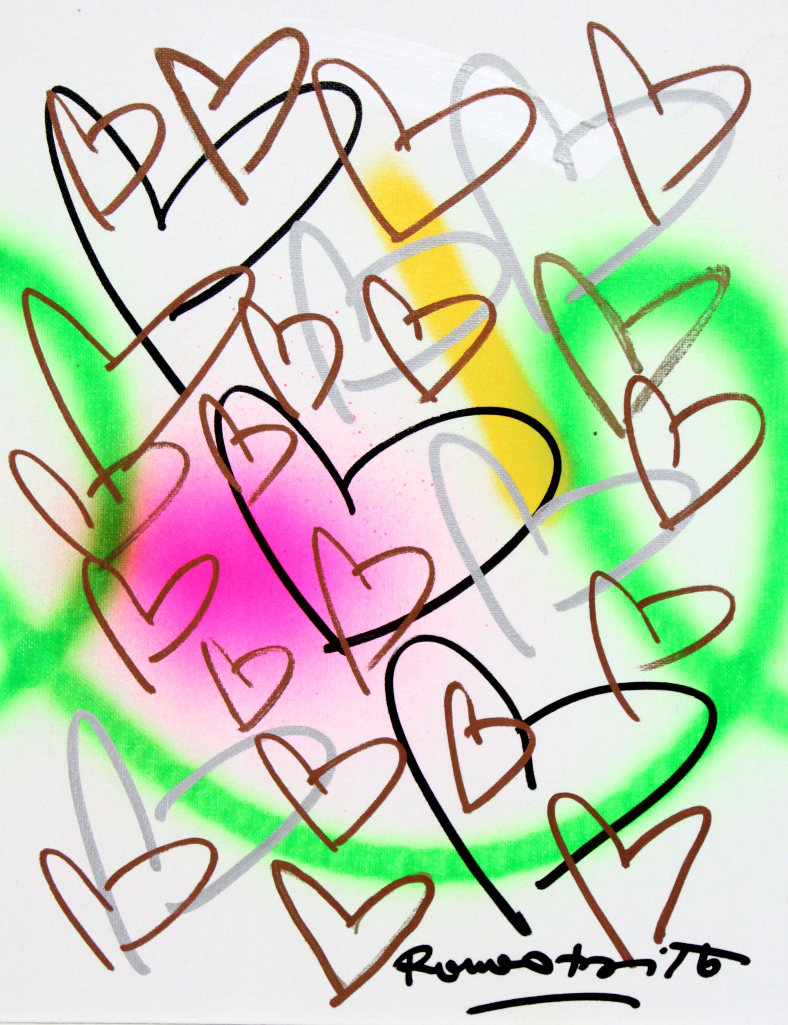 Romero Britto evolution original drawing colorful pop art design