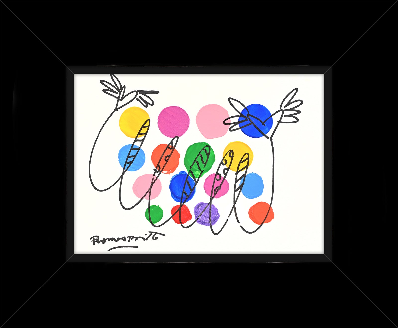 Romero Britto evolution original drawing colorful pop art design
