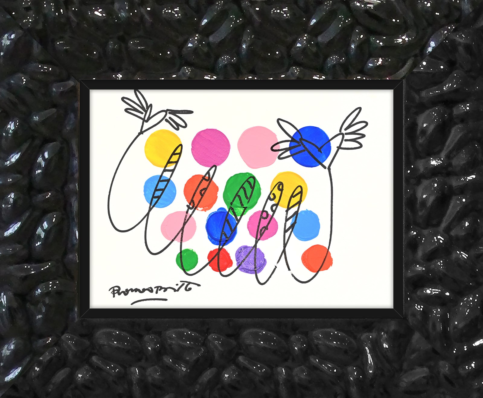 Romero Britto evolution original drawing contemporary pop art piece