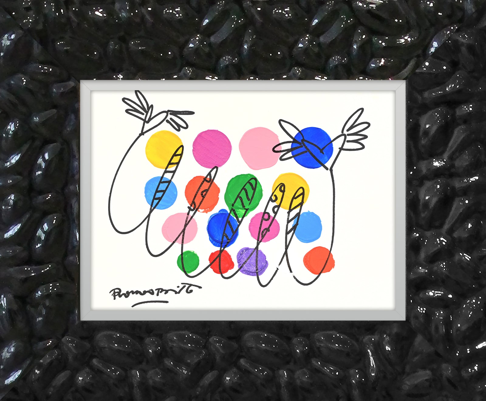 Romero Britto evolution original drawing colorful pop art design