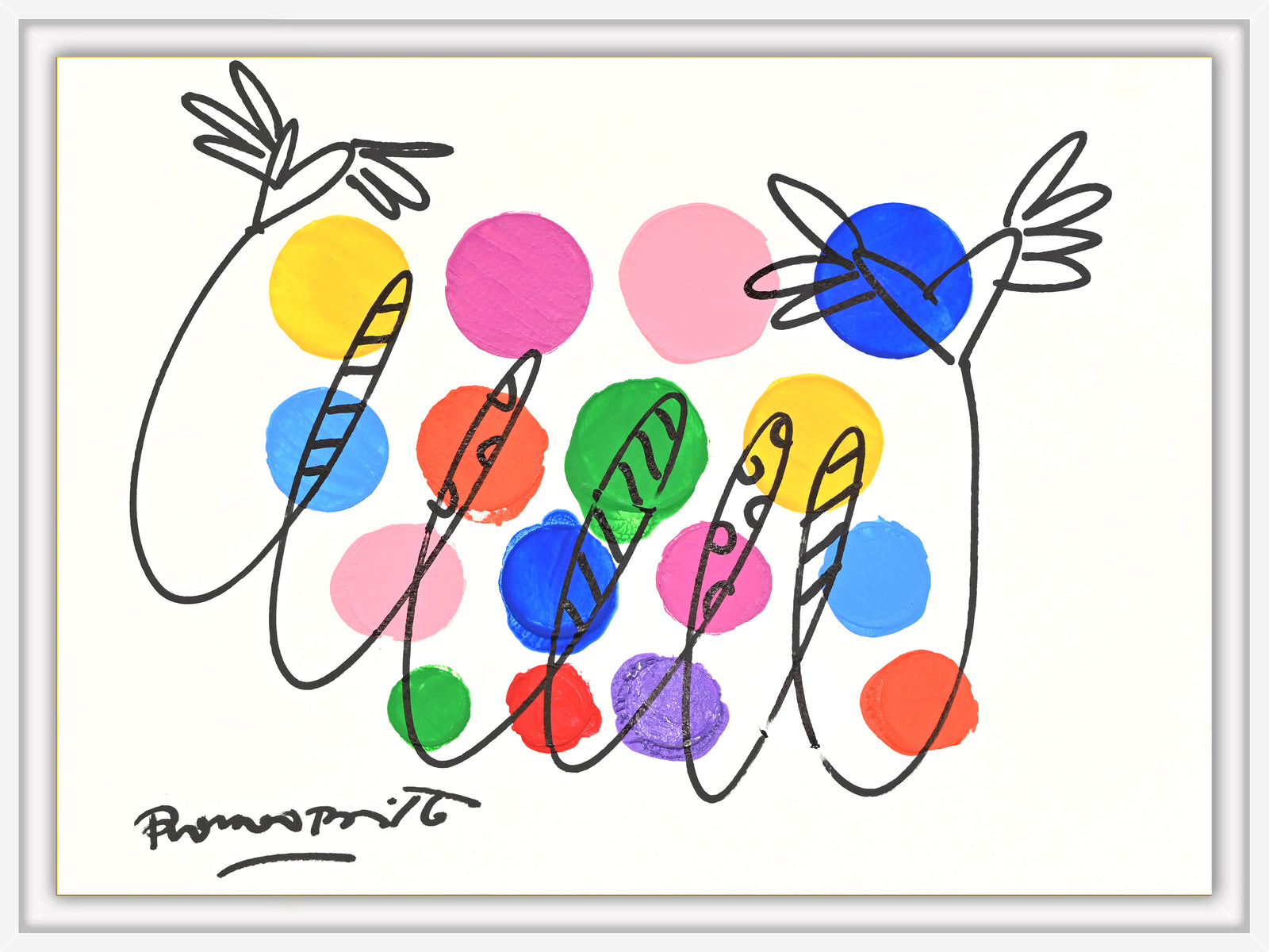 Romero Britto evolution original drawing contemporary pop art piece