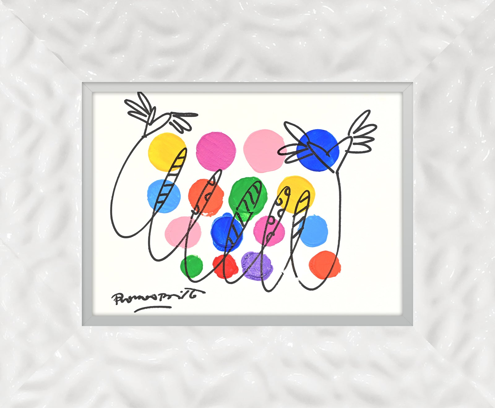 Romero Britto evolution original drawing contemporary pop art piece