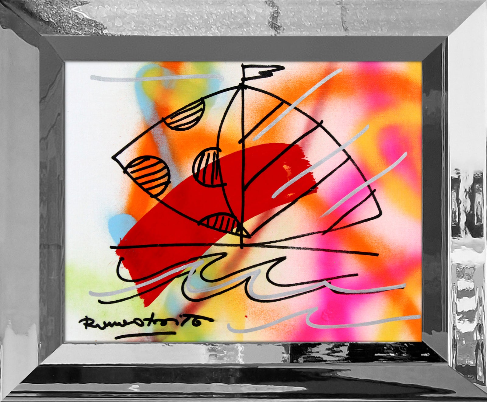 Romero Britto evolution original drawing colorful pop art design
