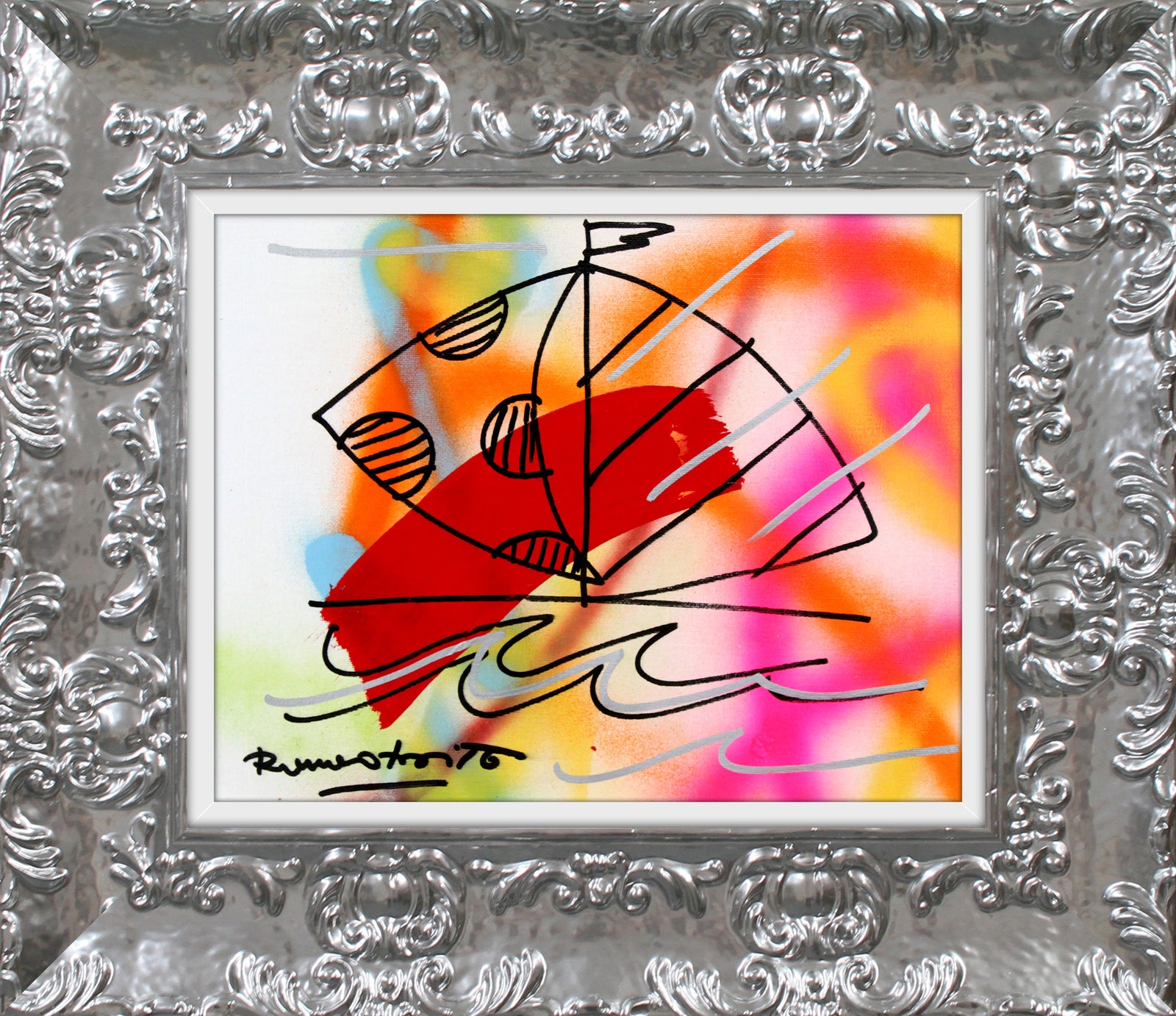 Romero Britto evolution original drawing contemporary pop art piece