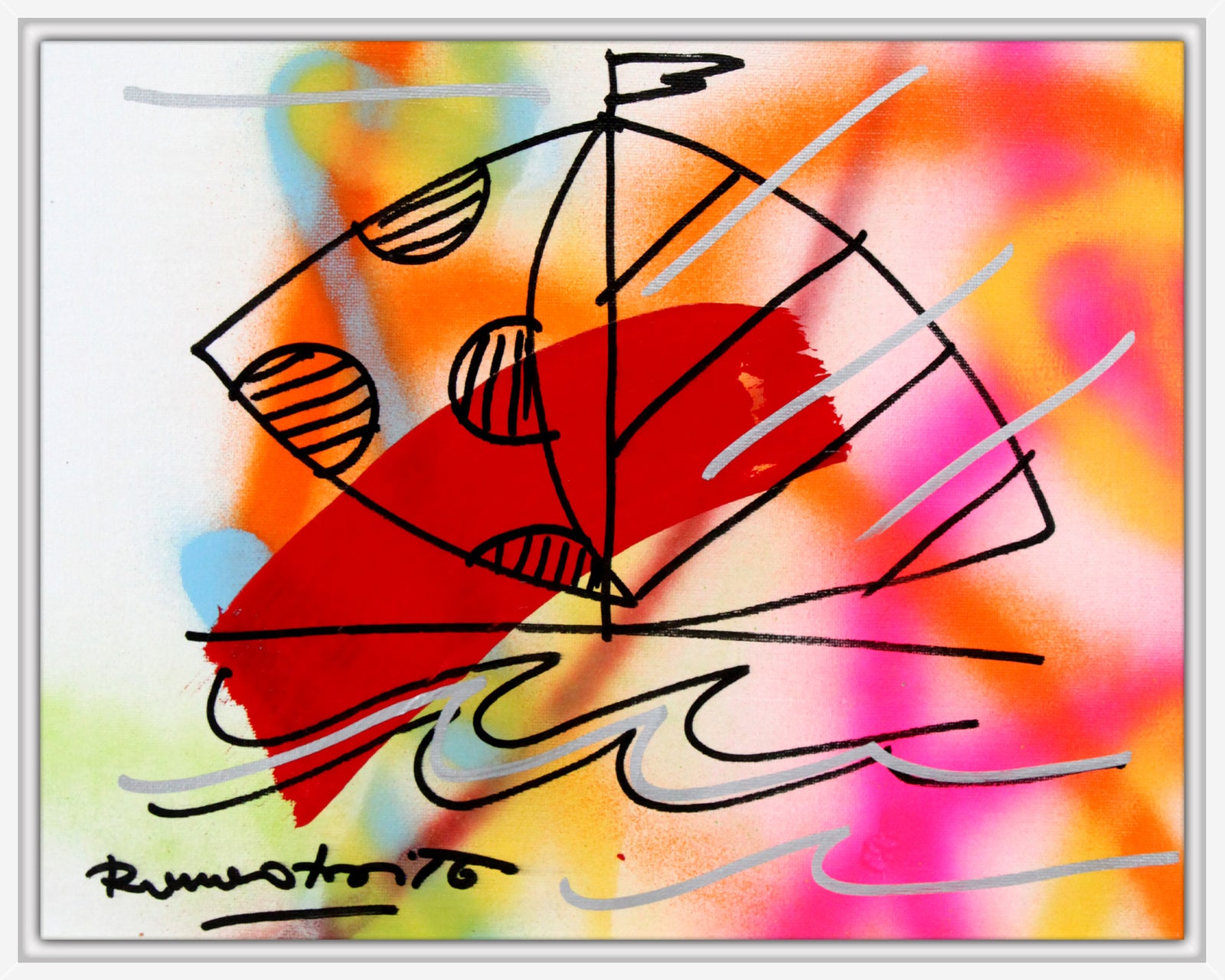 Romero Britto evolution original drawing colorful pop art design