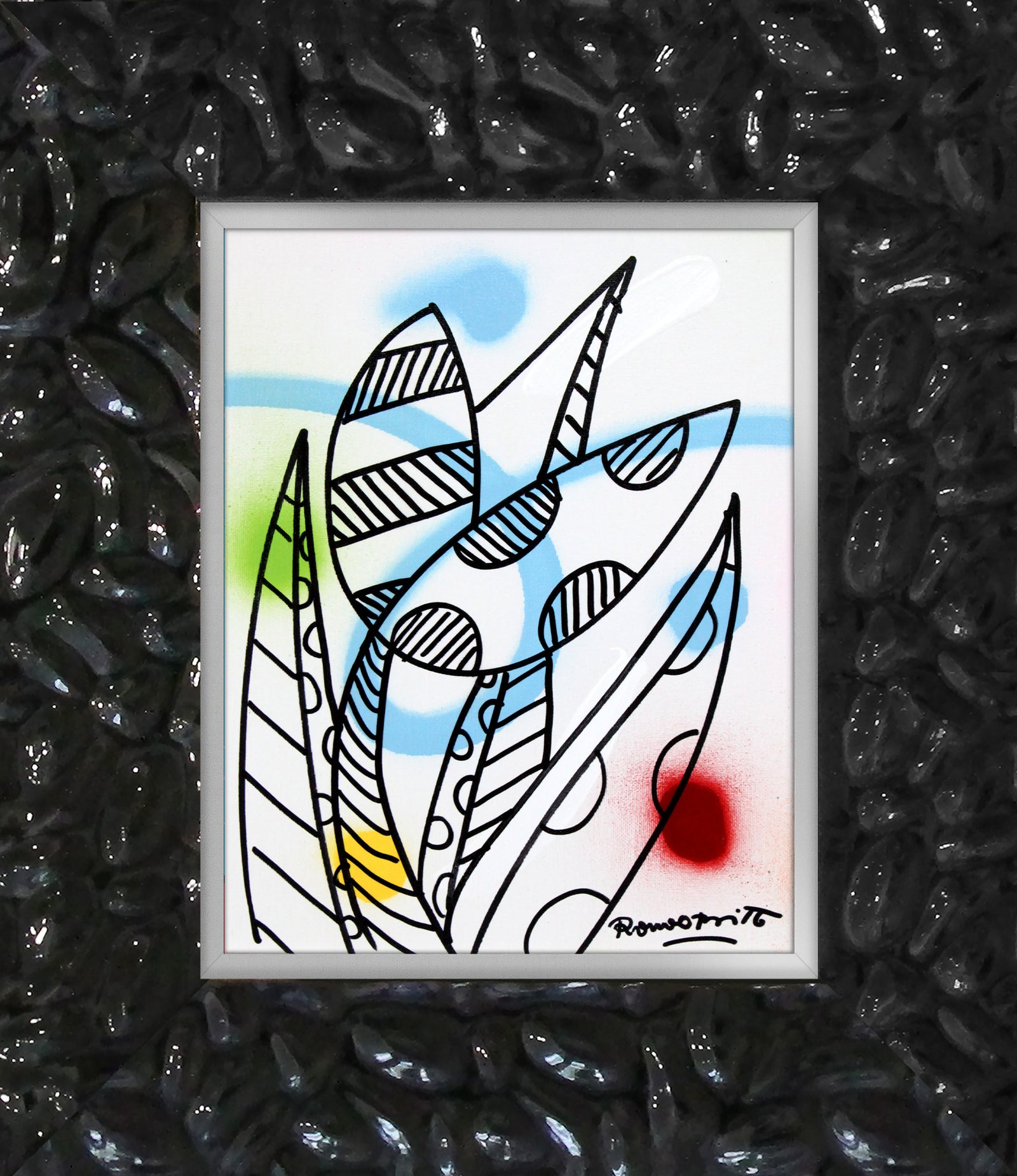 Romero Britto evolution original drawing colorful pop art design