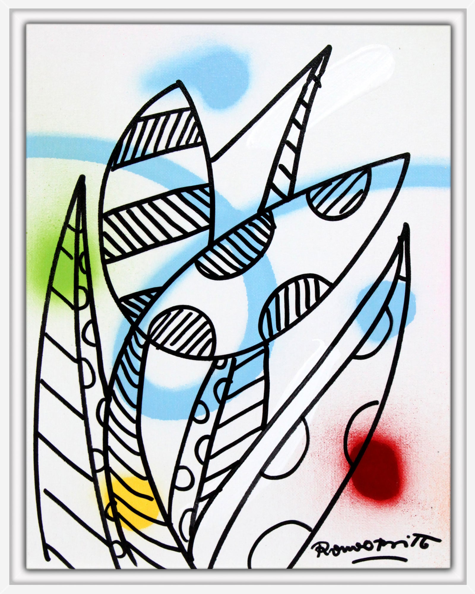 Romero Britto evolution original drawing colorful pop art design