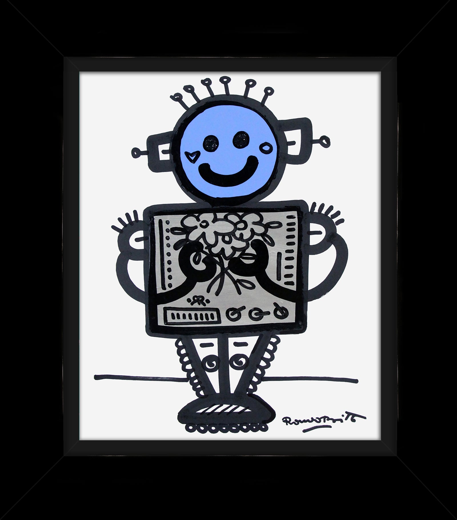 baby blue original drawing colorful decorative collectible gift idea