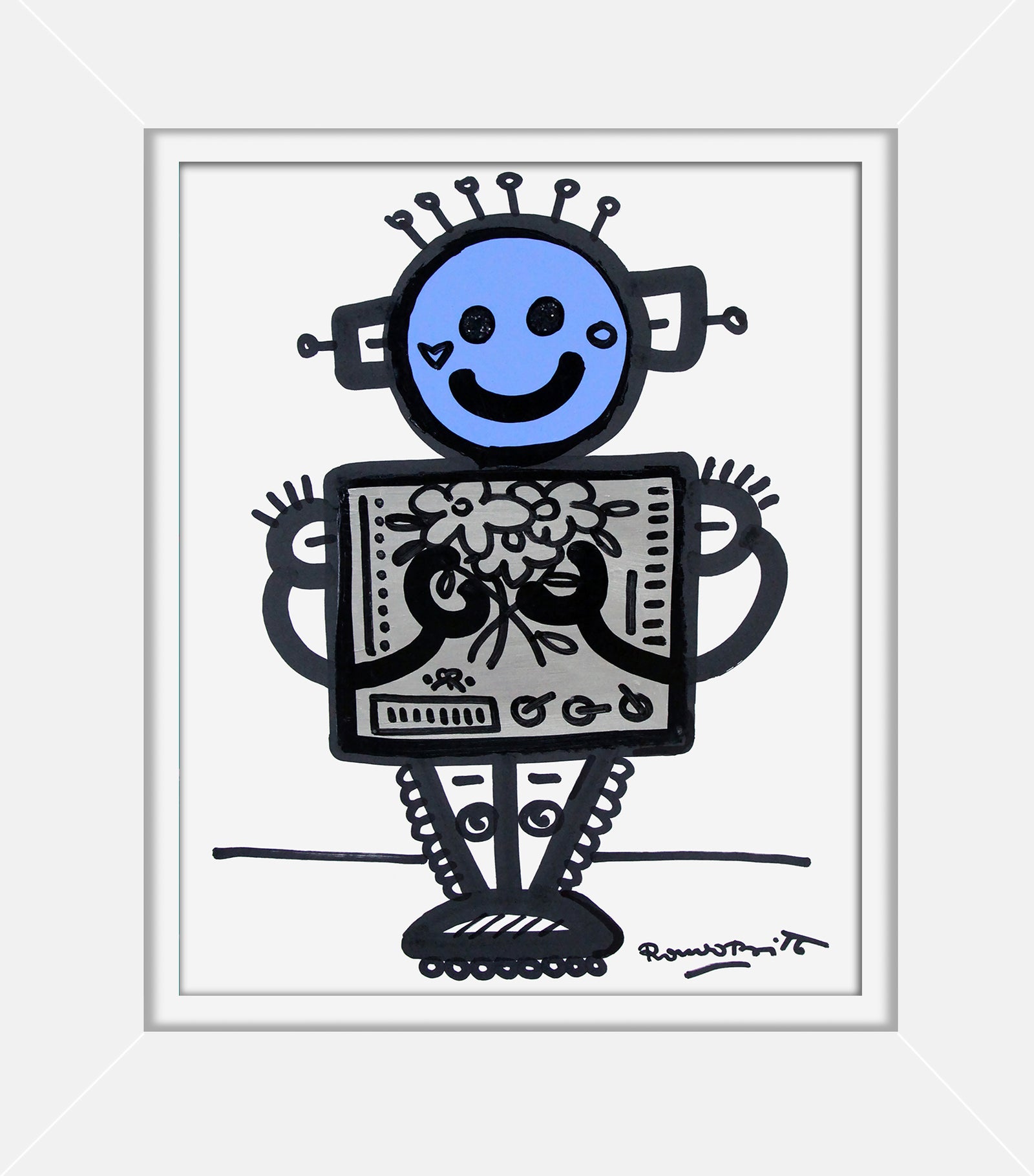 baby blue original drawing artistic colorful design collectible
