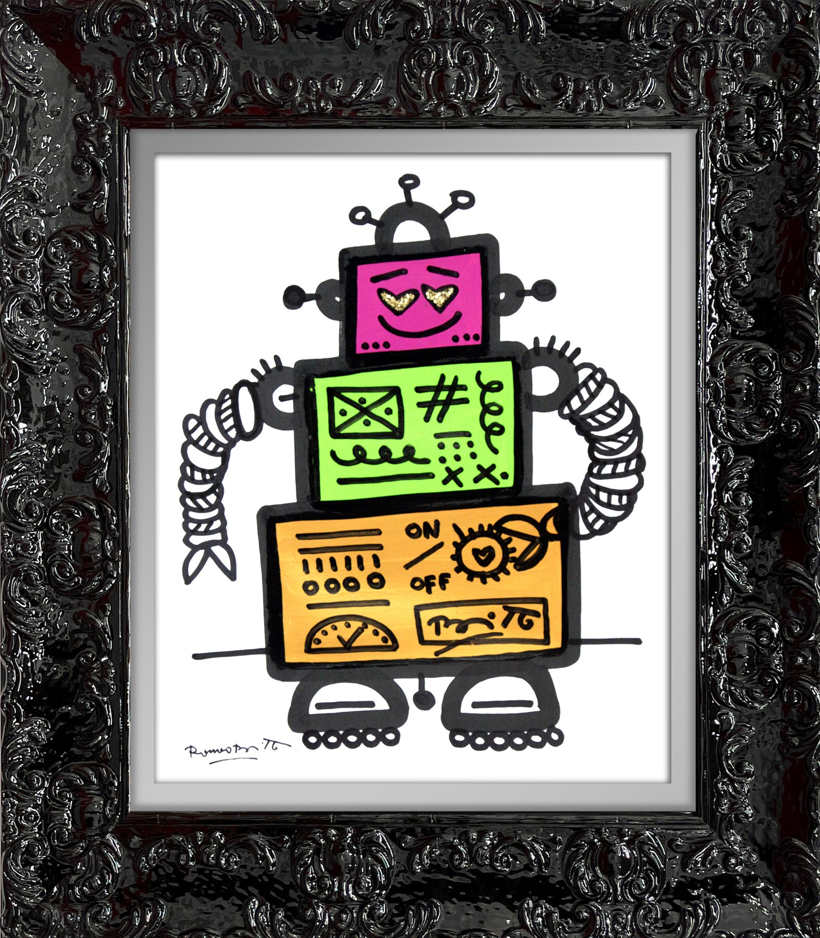 modern pop art on and off original drawing vibrant home decor