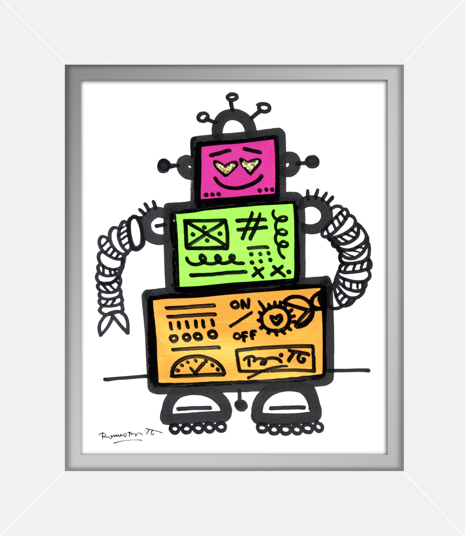 modern pop art on and off original drawing vibrant home decor