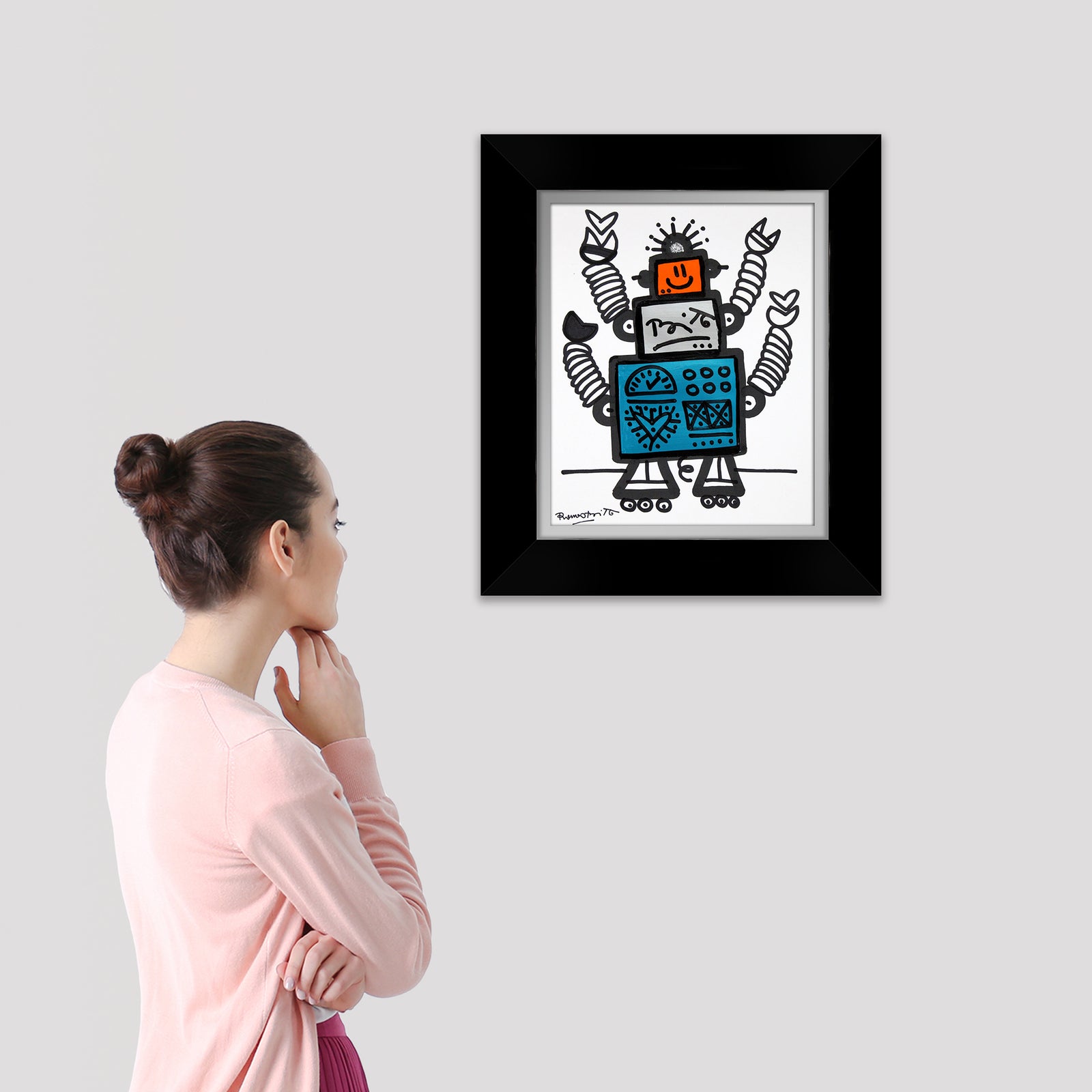 modern pop art 4 arms original drawing vibrant home decor
