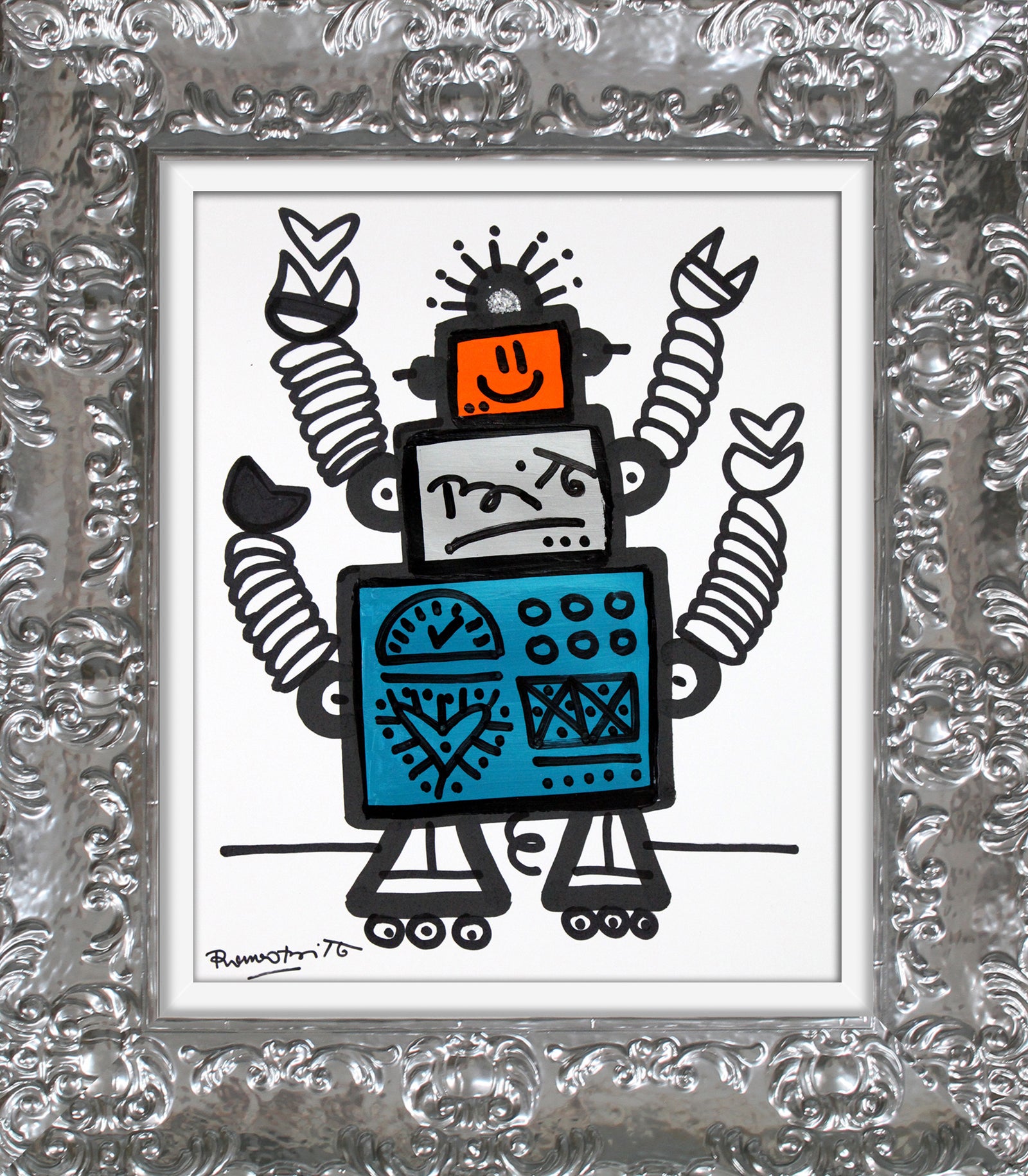4 arms original drawing colorful decorative collectible gift idea