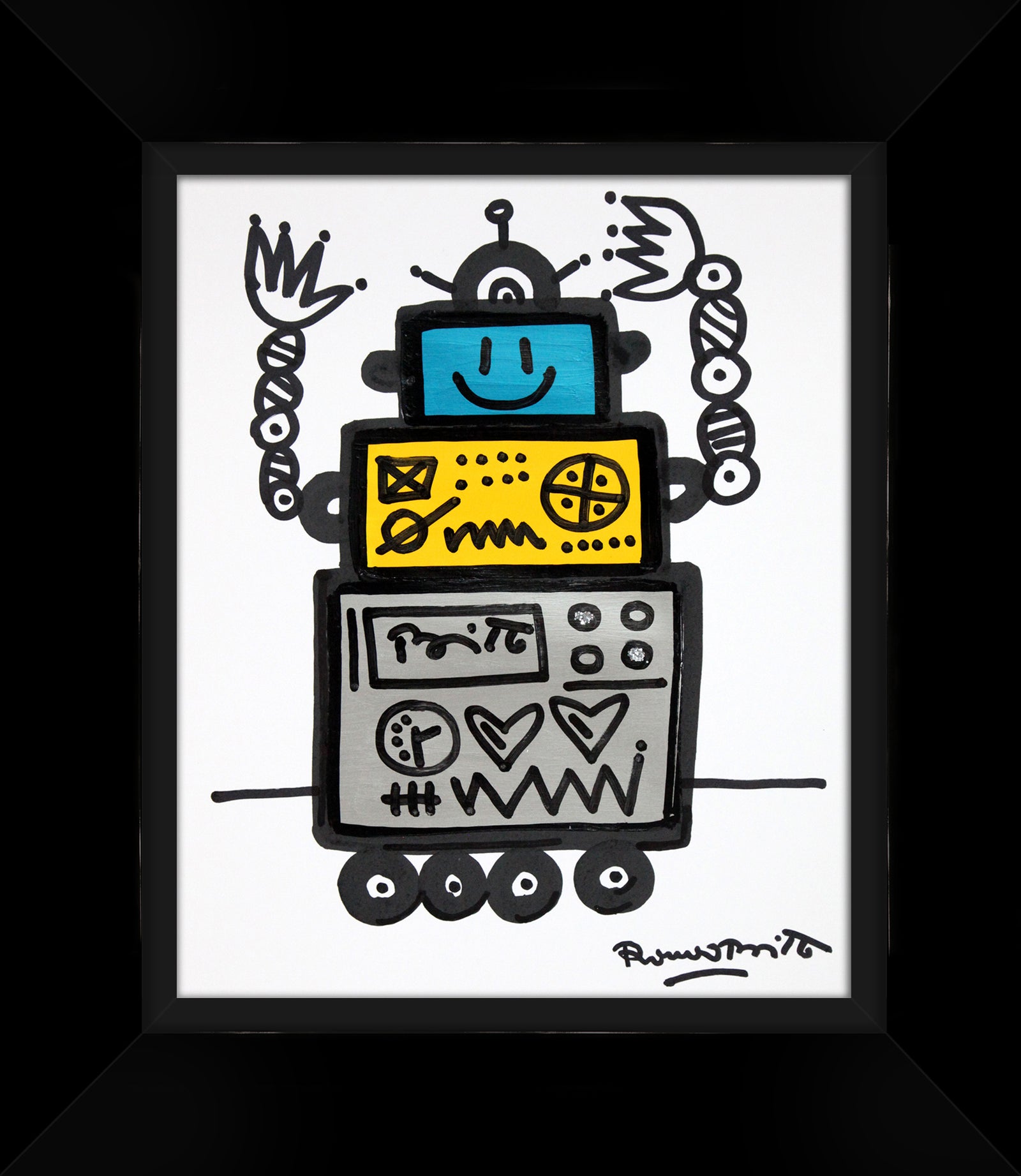 Romero Britto happy original drawing colorful pop art design
