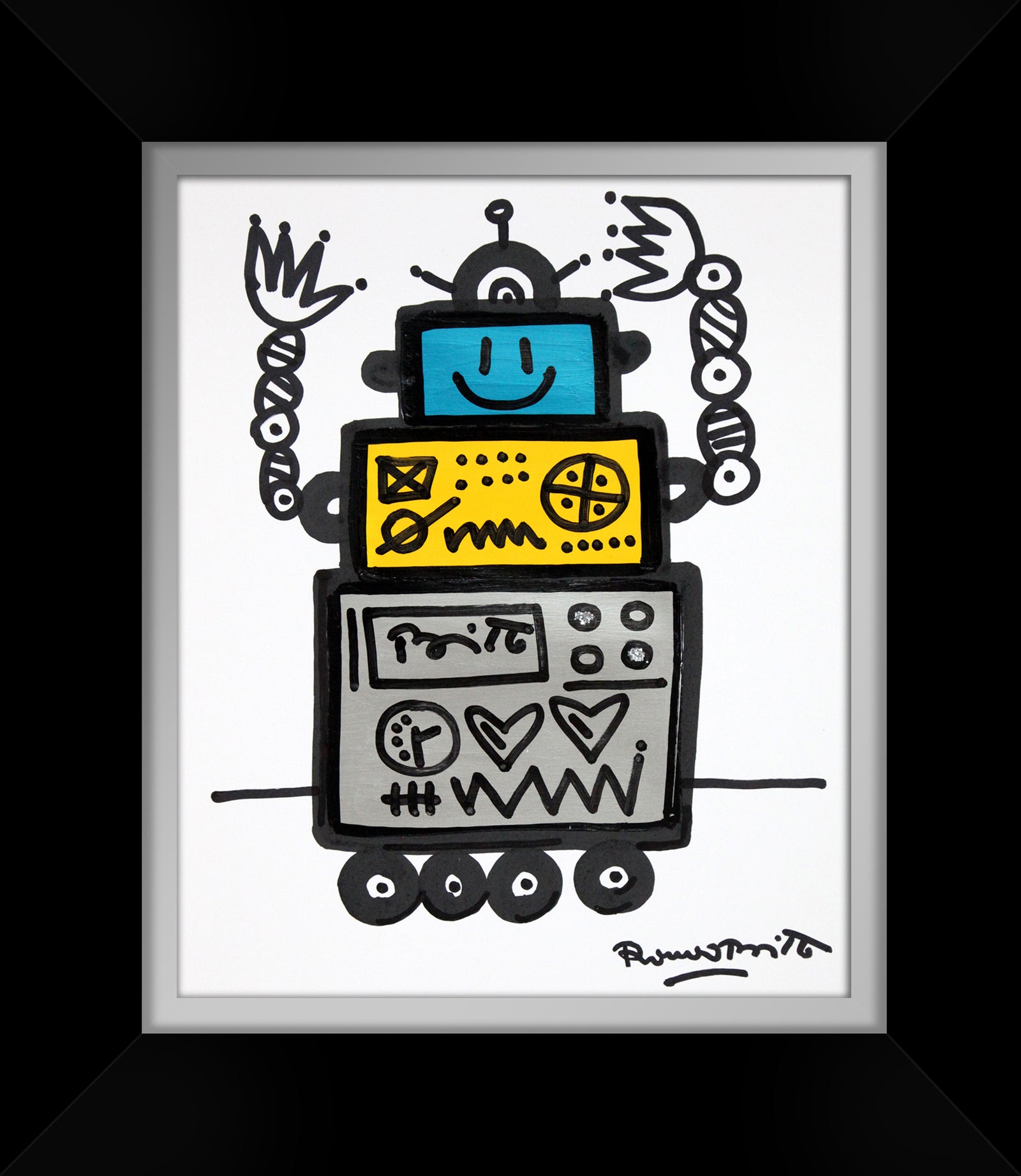 Romero Britto happy original drawing contemporary pop art piece