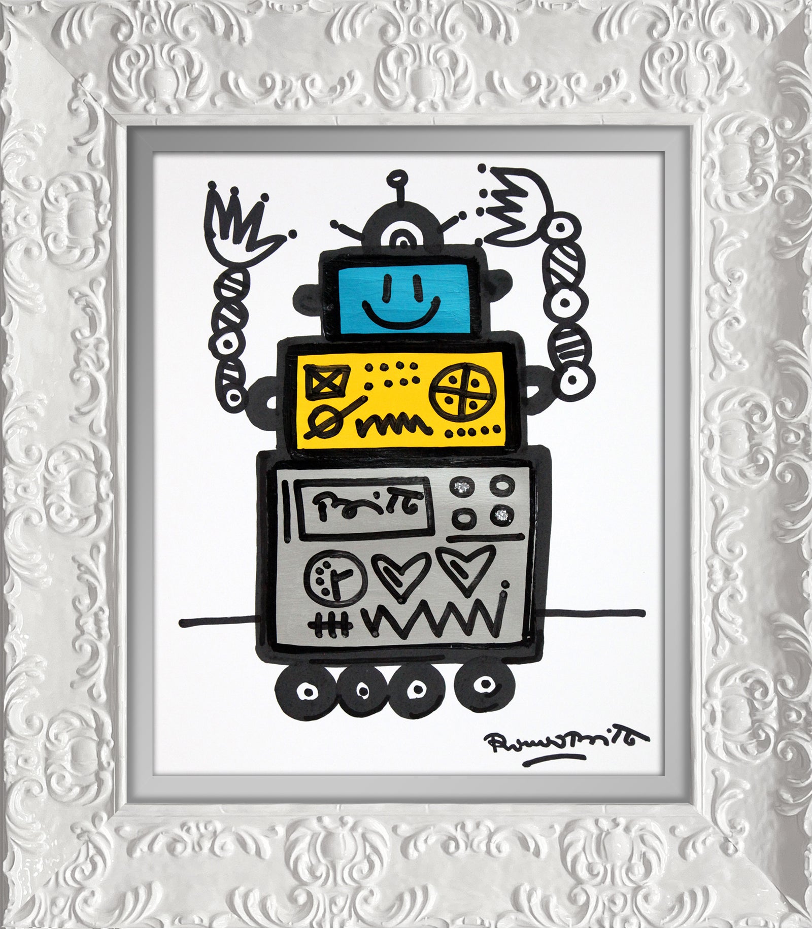 Romero Britto happy original drawing contemporary pop art piece