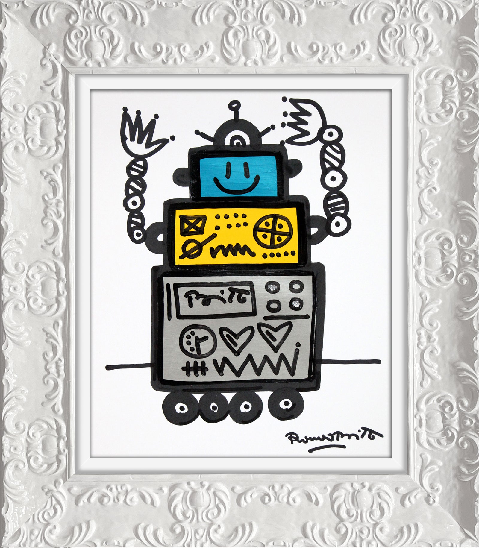 Romero Britto happy original drawing colorful pop art design