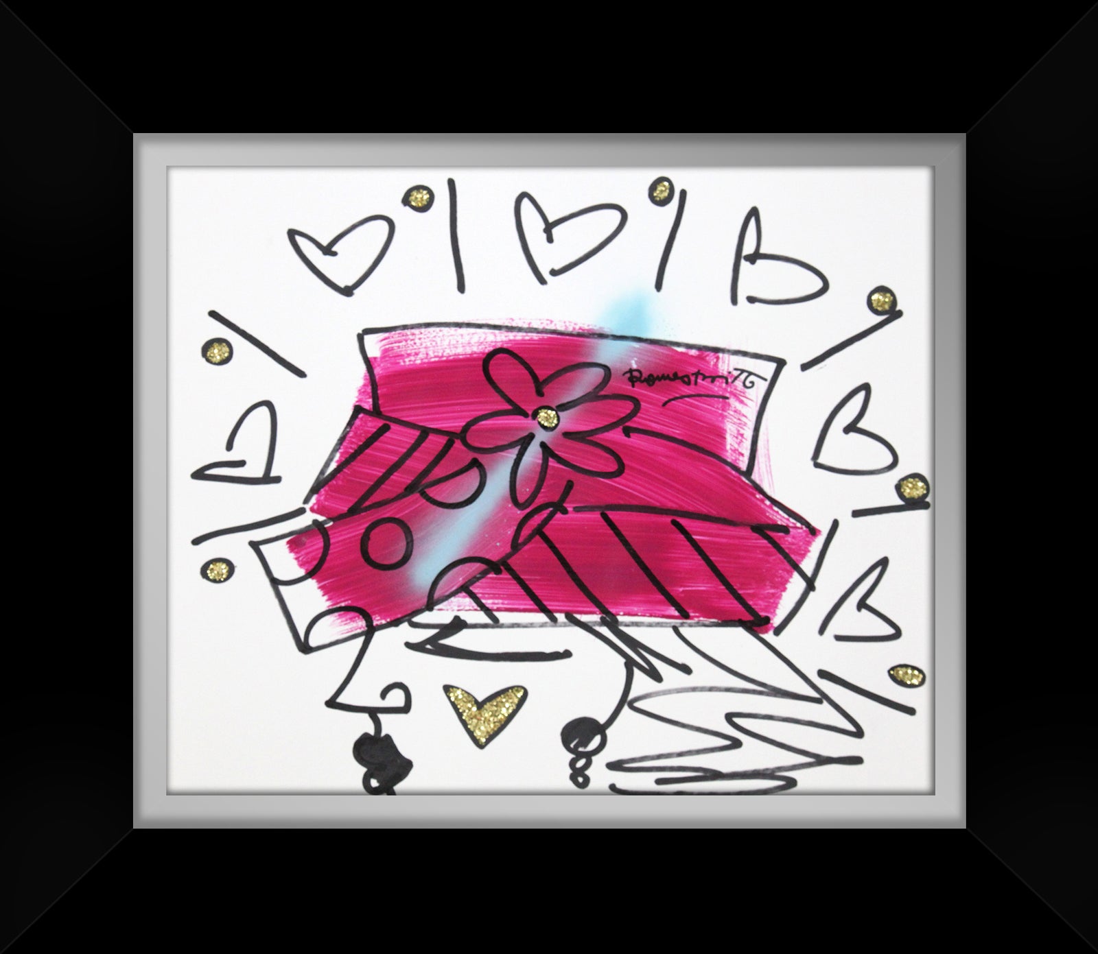 Romero Britto the hat original drawing colorful pop art design