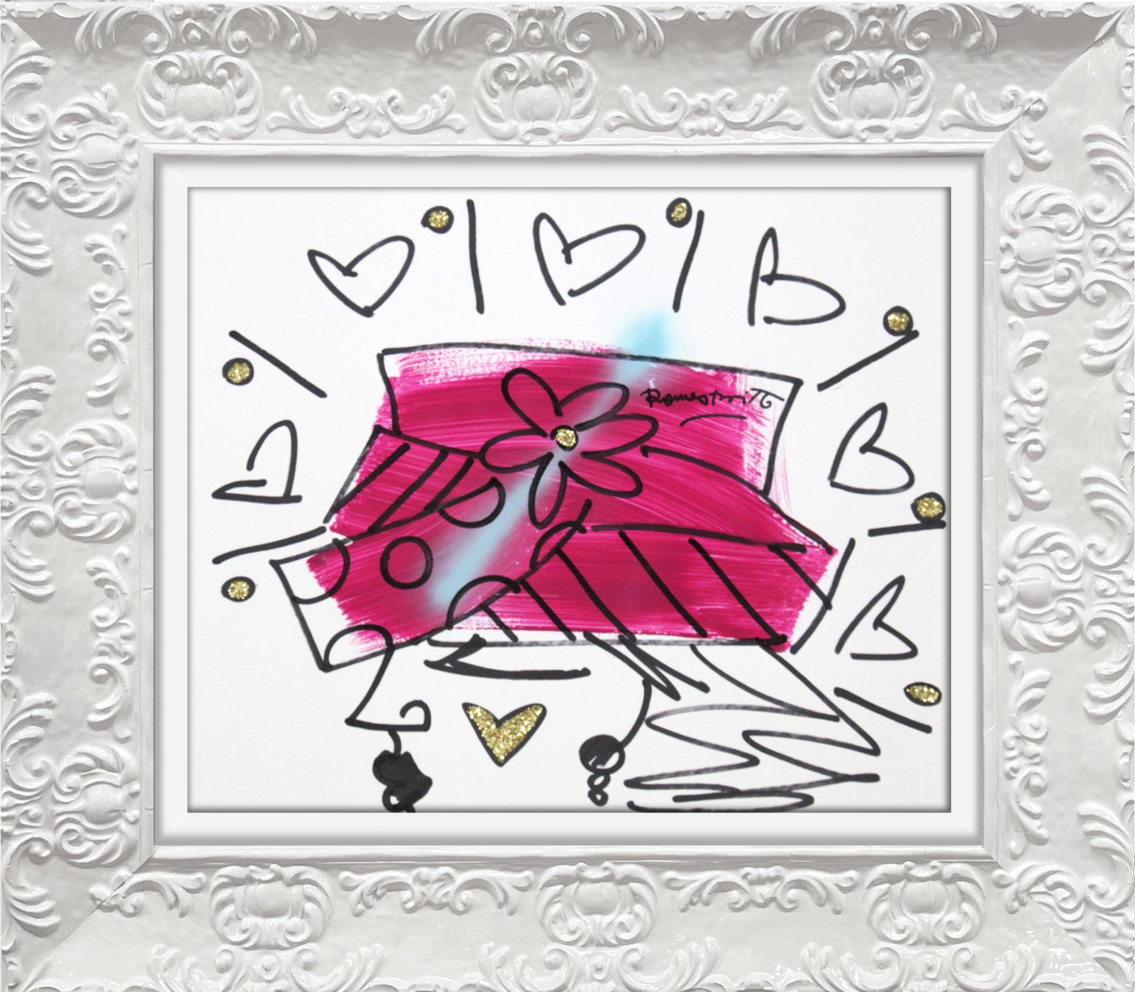 Romero Britto the hat original drawing colorful pop art design