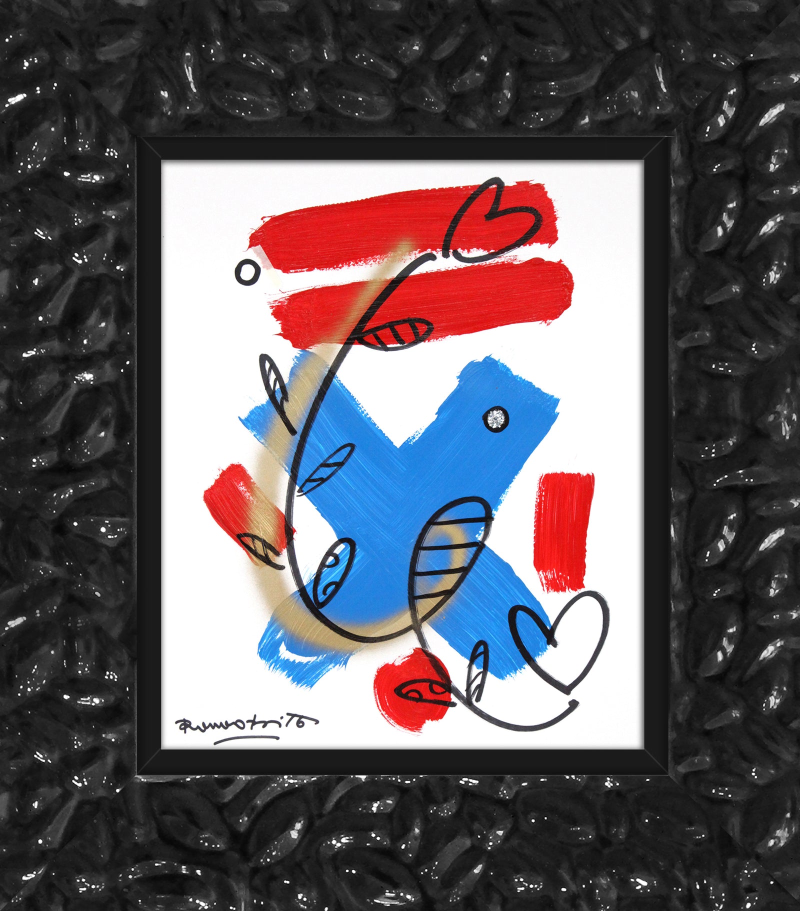 Romero Britto evolution original drawing colorful pop art design