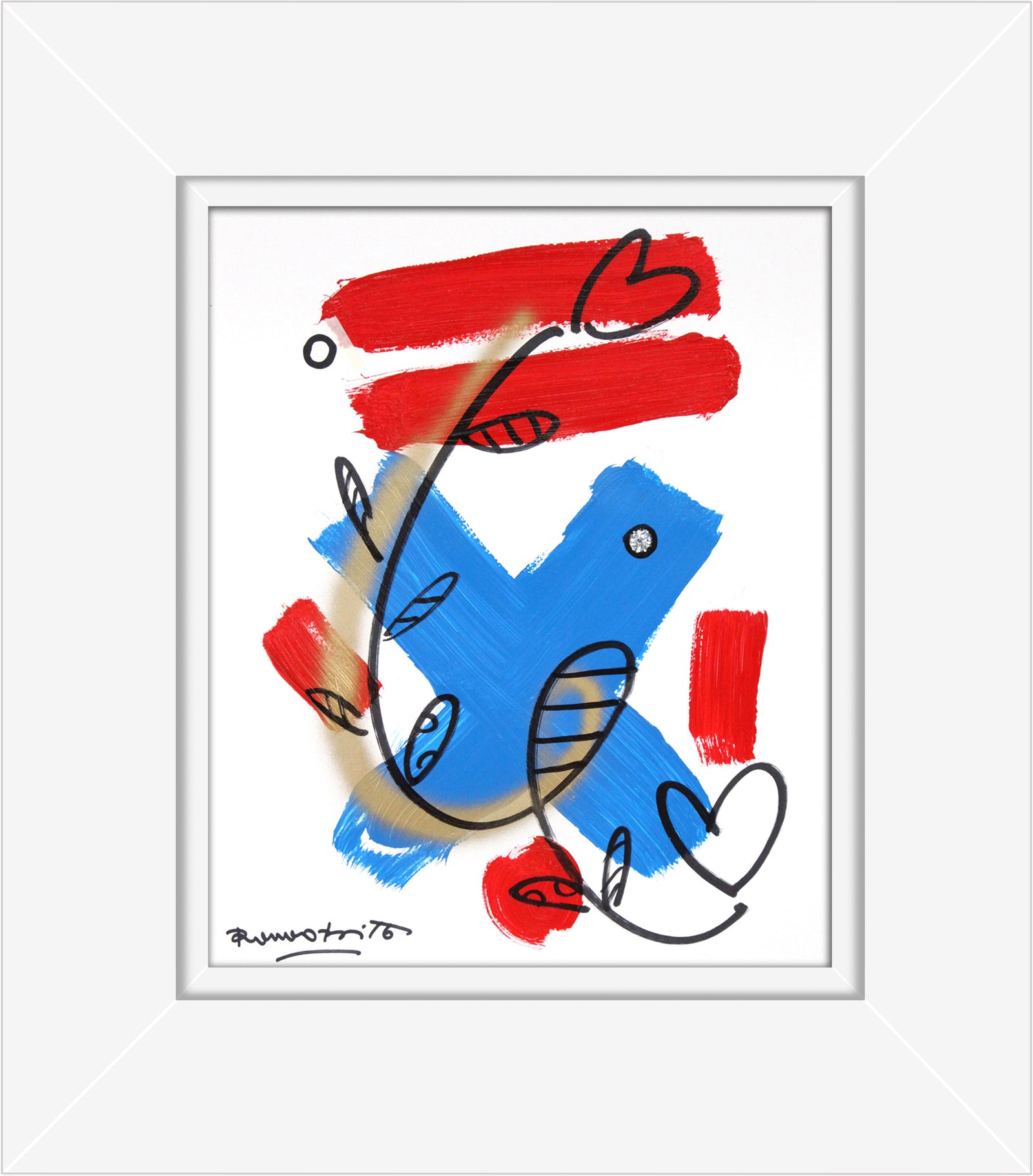 Romero Britto evolution original drawing colorful pop art design