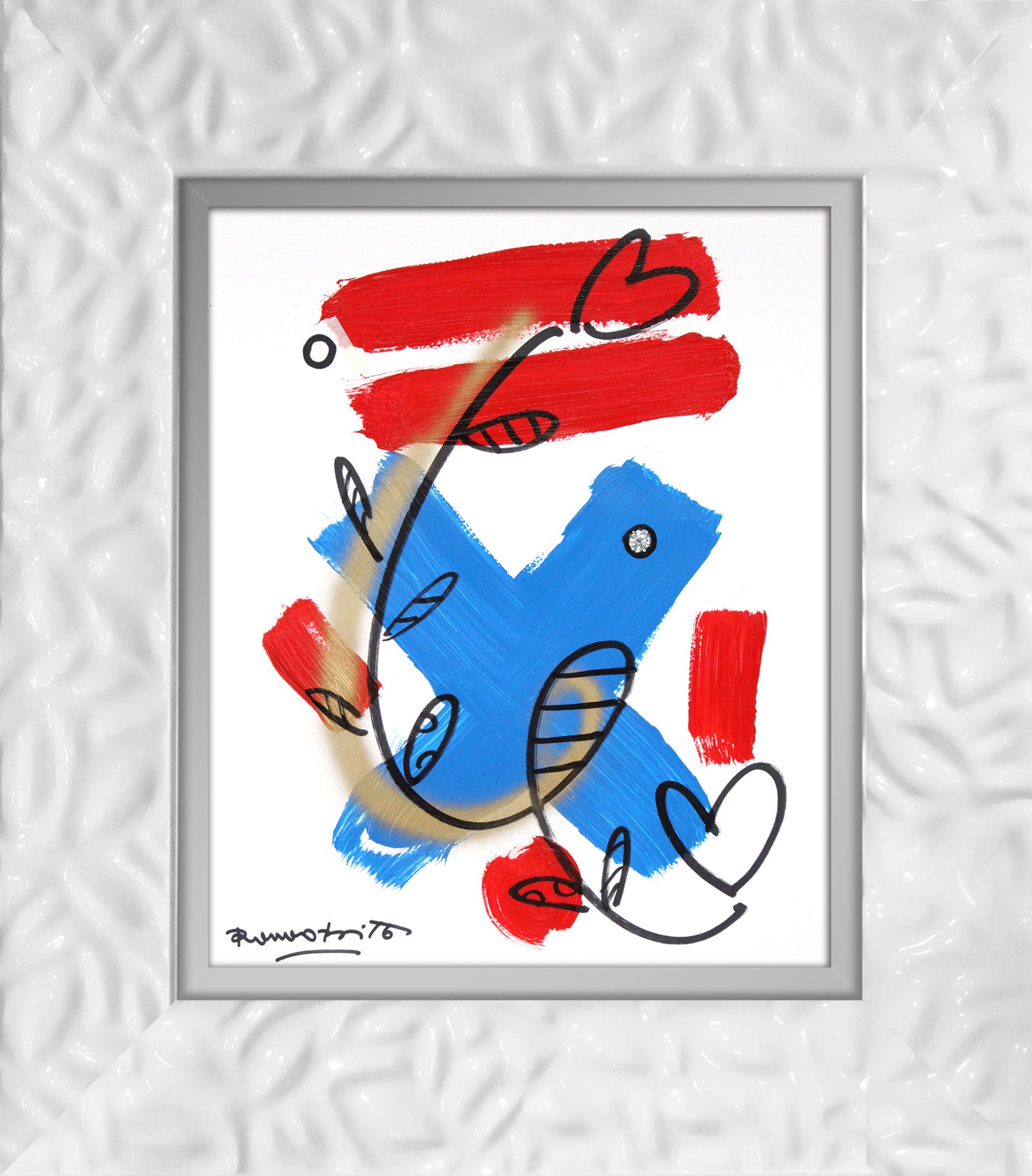 Romero Britto evolution original drawing colorful pop art design