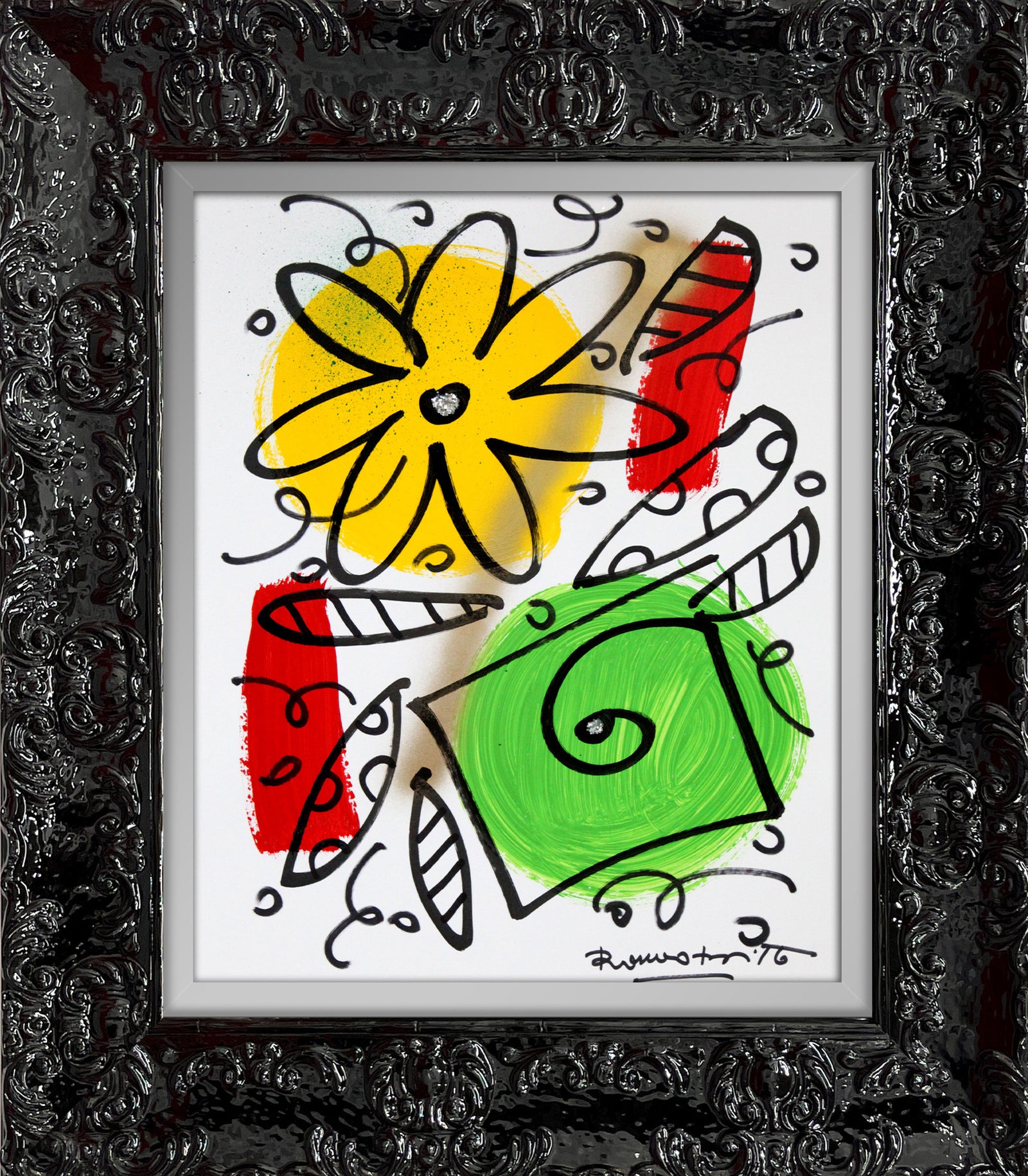 Romero Britto evolution original drawing colorful pop art design
