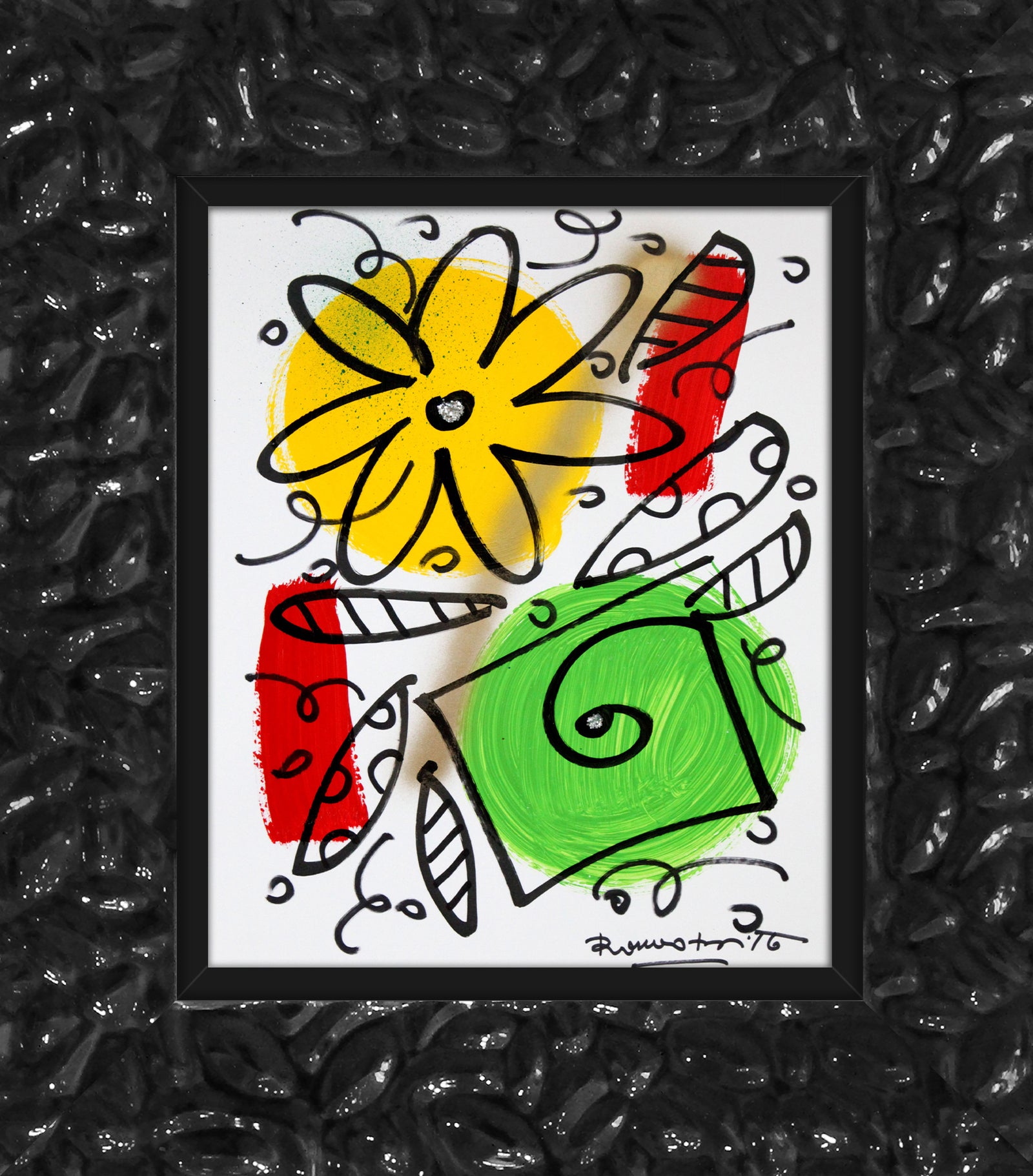 Romero Britto evolution original drawing colorful pop art design