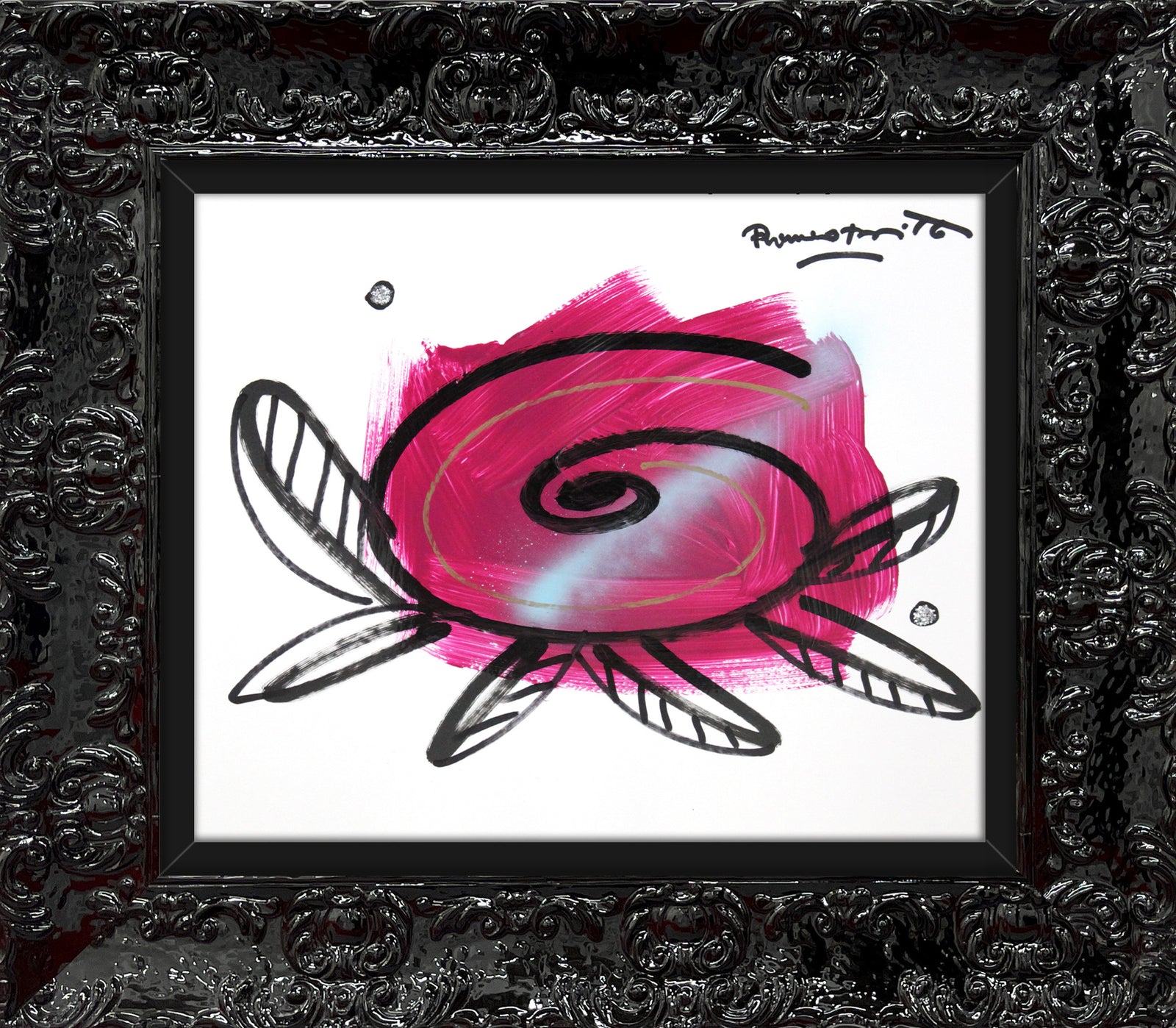 pink flower original drawing colorful decorative collectible gift idea